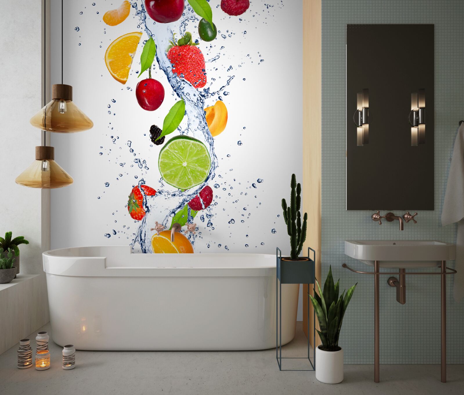 Fototapeten Wasser- und Obstgetränk