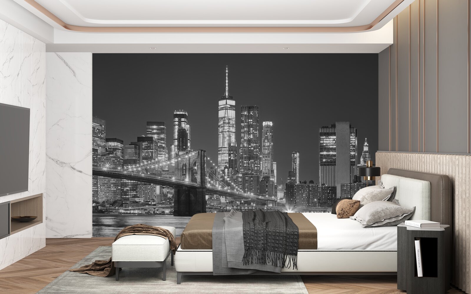 Fototapeten Abendblick auf die Manhattan -Brücke