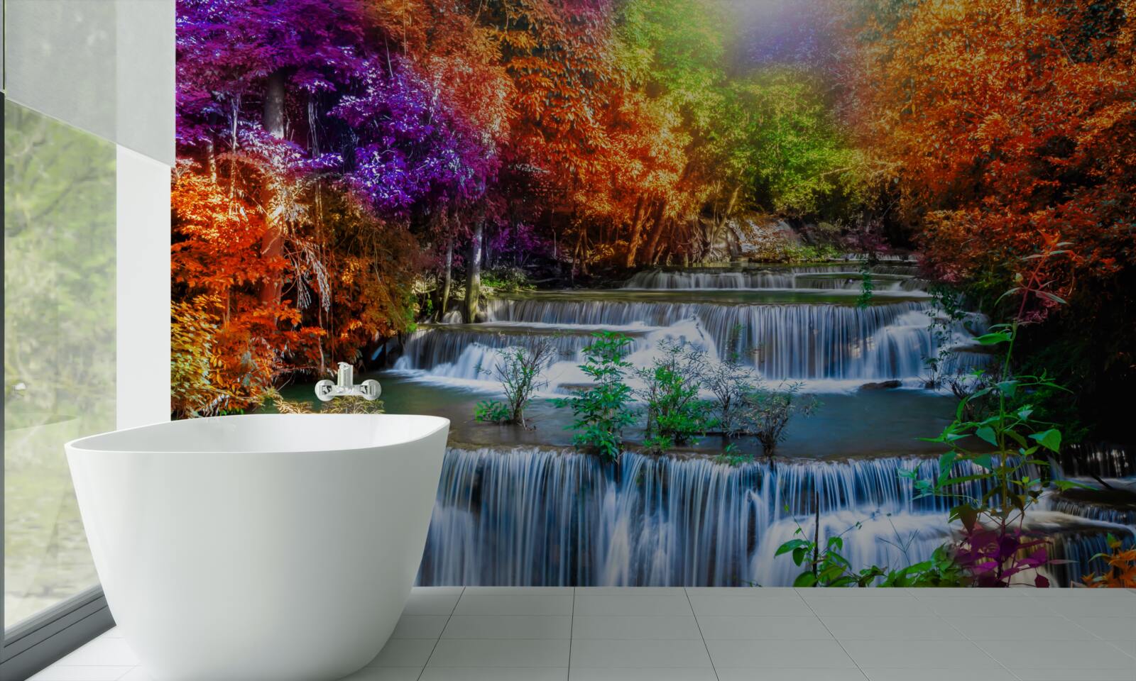 Fototapeten Herbstwasserfall in der Wüste