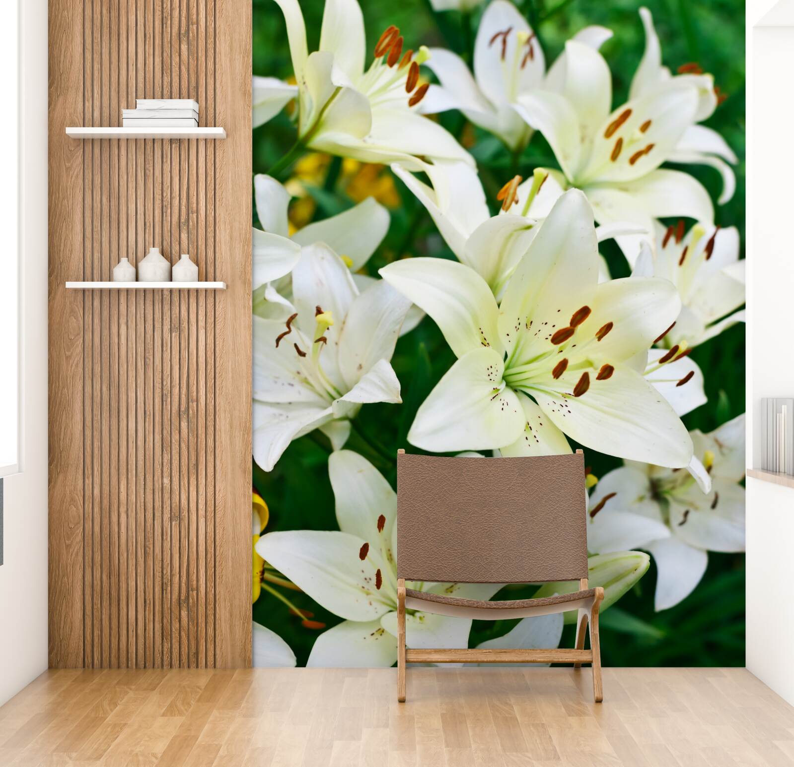 Fototapeten große Knospen der weißen Lilie