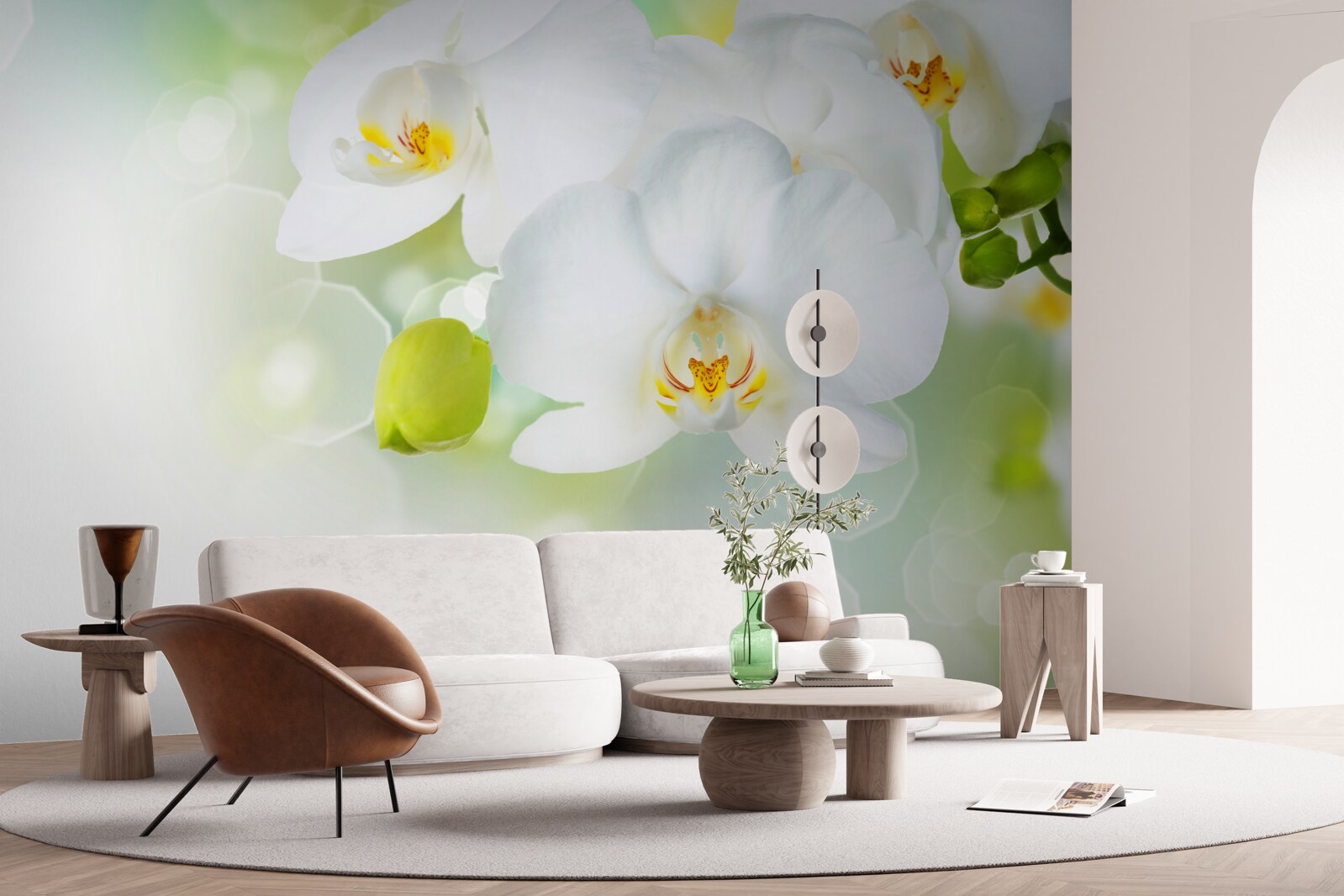 Fototapeten Weiße Orchidee steigt über dem Wasser