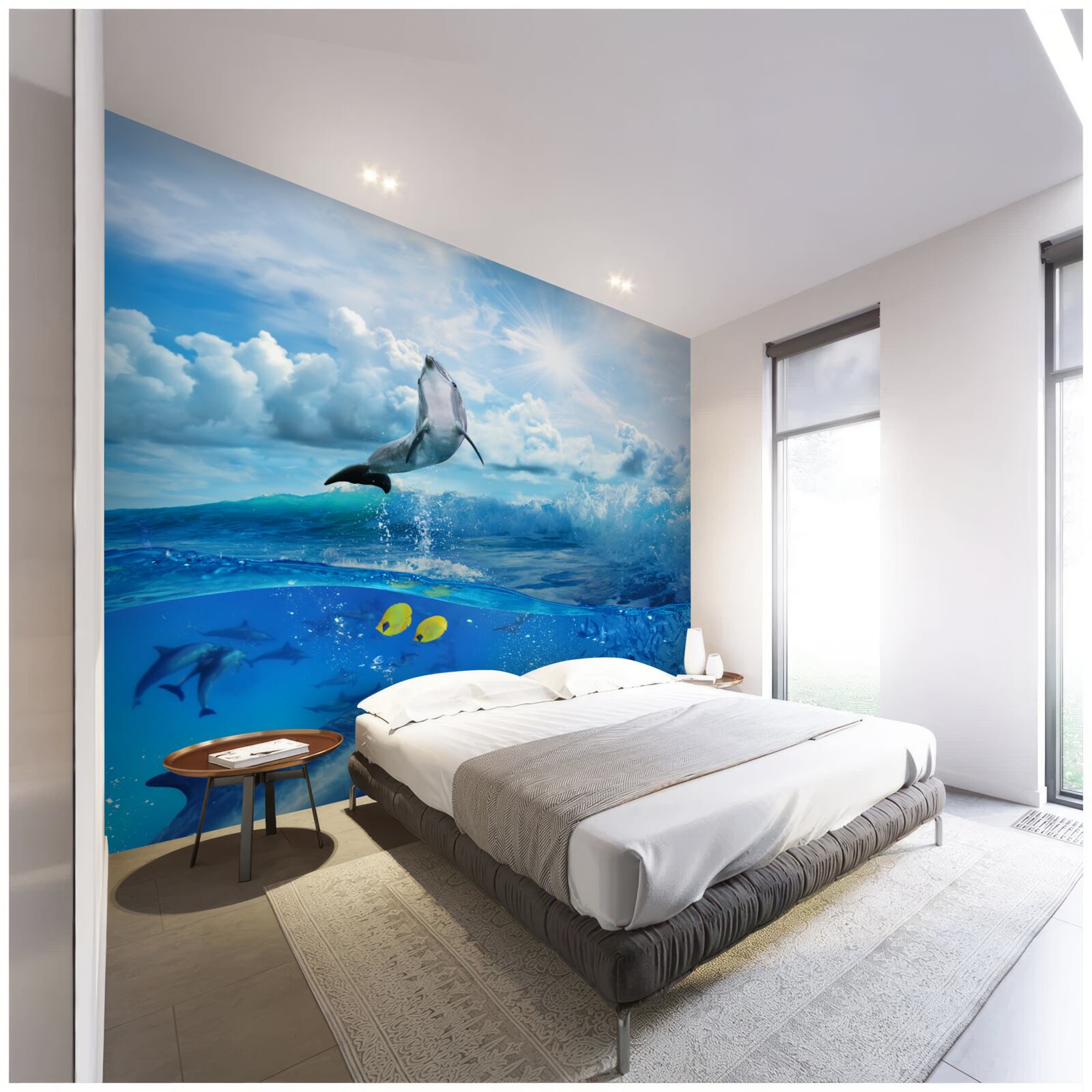 Fototapeten Delphin springt aus dem Wasser