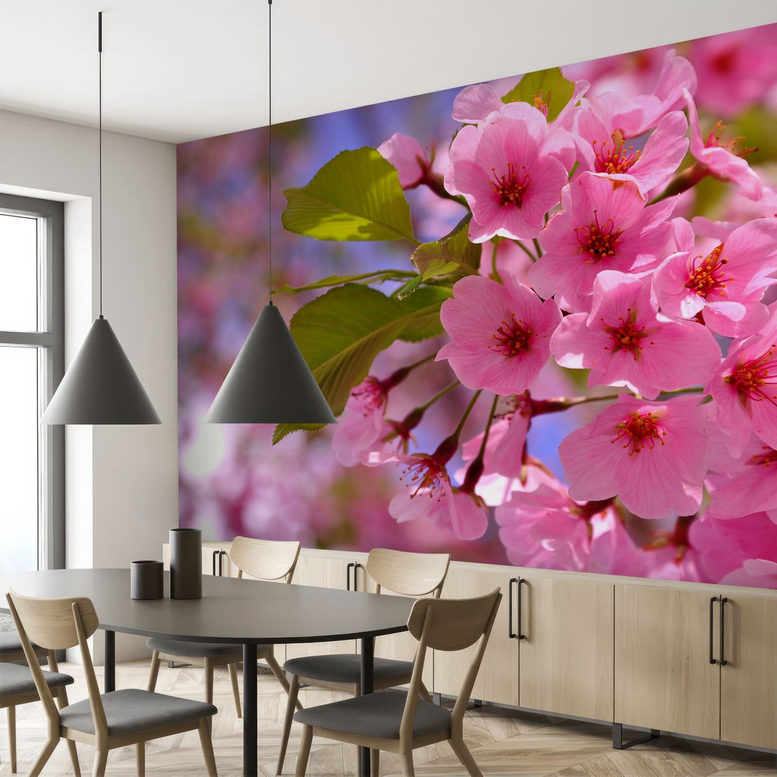Fototapeten Sakura große Knospen blühen im Frühling