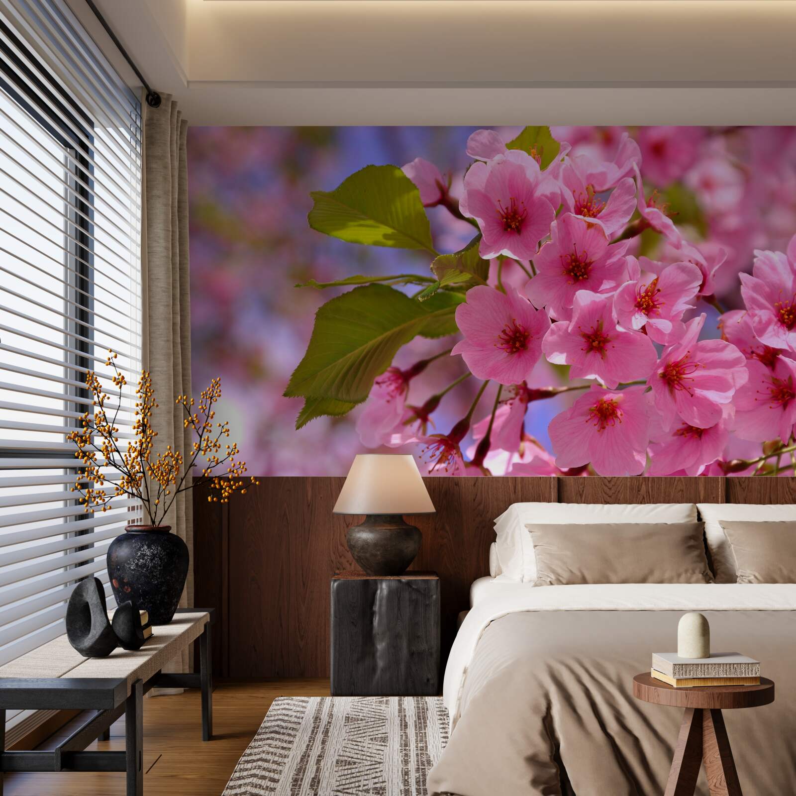 Fototapeten Sakura große Knospen blühen im Frühling