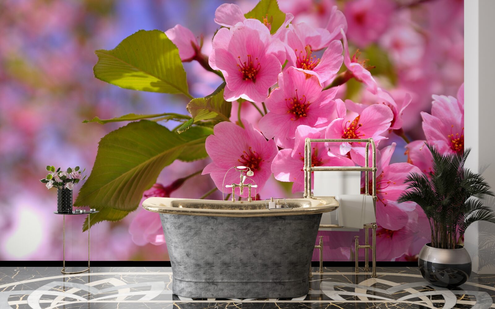 Fototapeten Sakura große Knospen blühen im Frühling