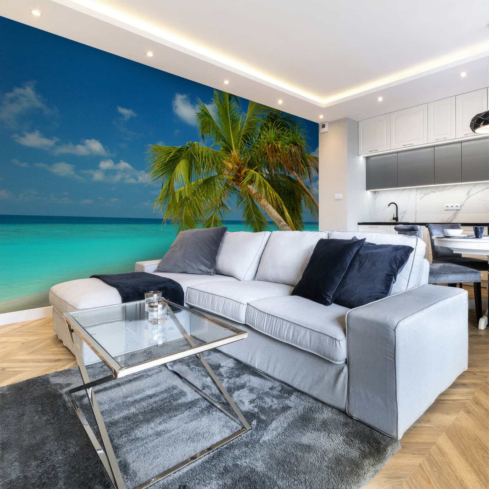 Fototapeten Palma am Strand in der Nähe der Ozeanküste