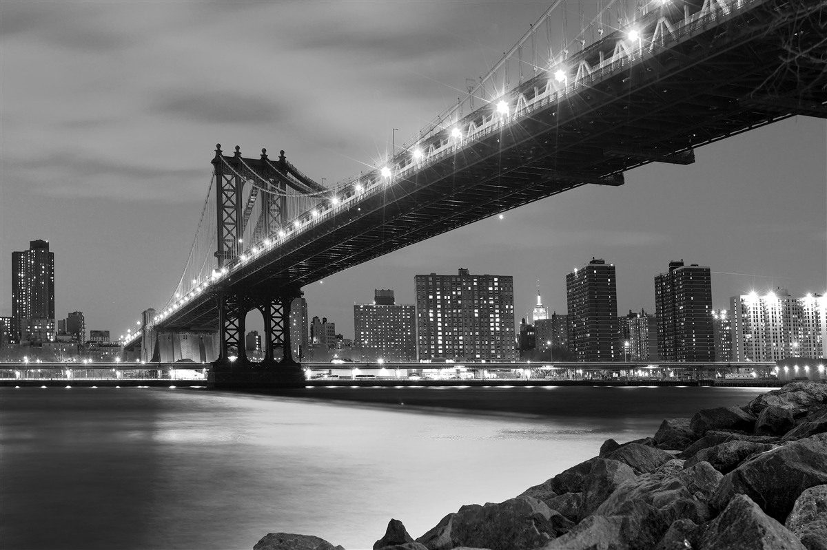 Fototapeten Beleuchtung der Manhattan -Brücke