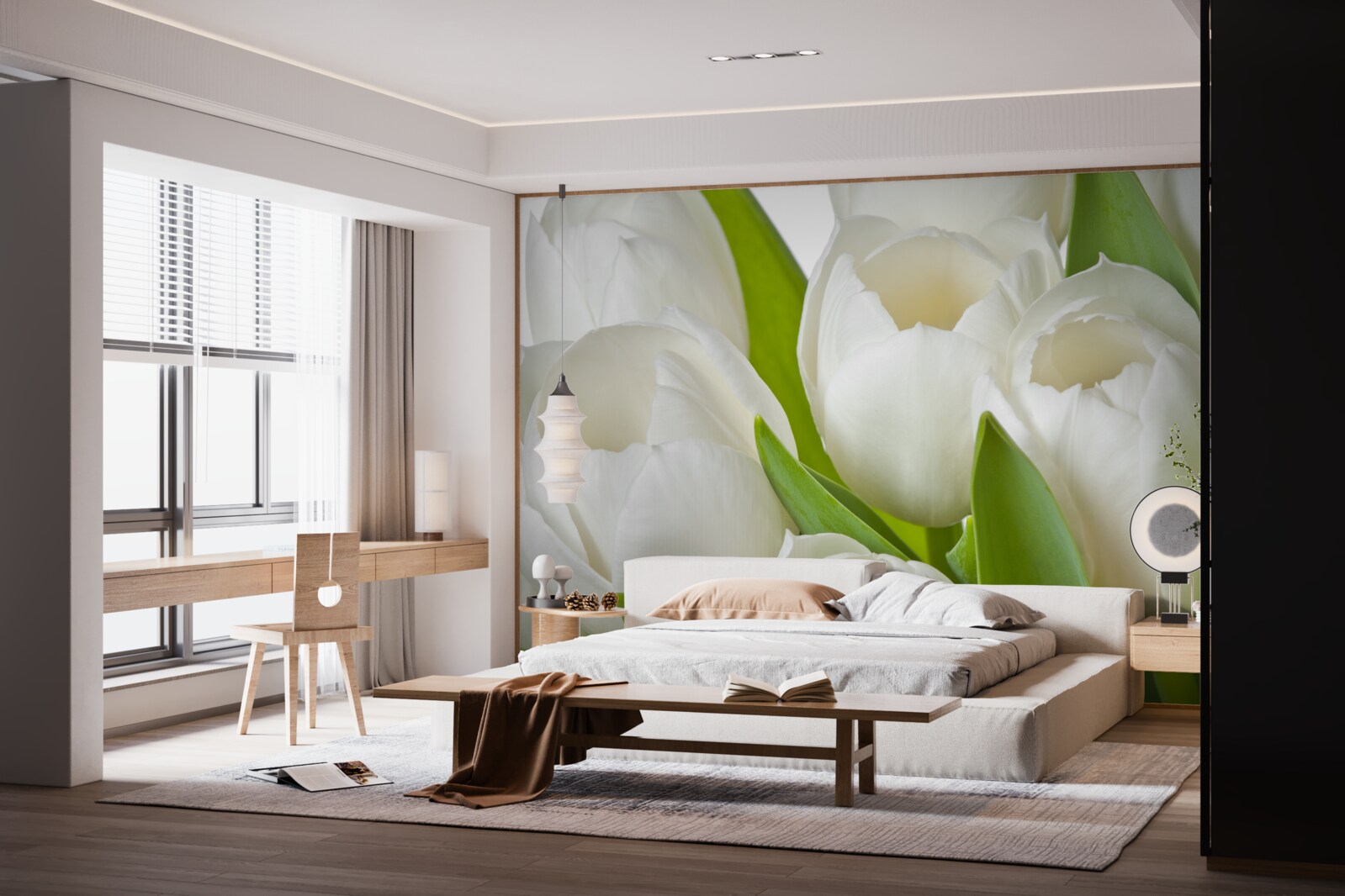 Fototapeten Elegante Zusammensetzung hoch entwickelter Tulpen