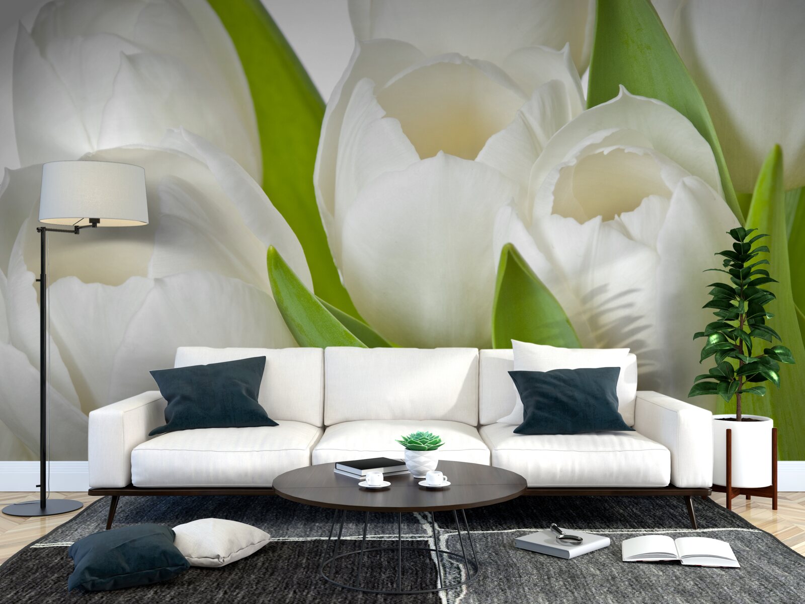 Fototapeten Elegante Zusammensetzung hoch entwickelter Tulpen