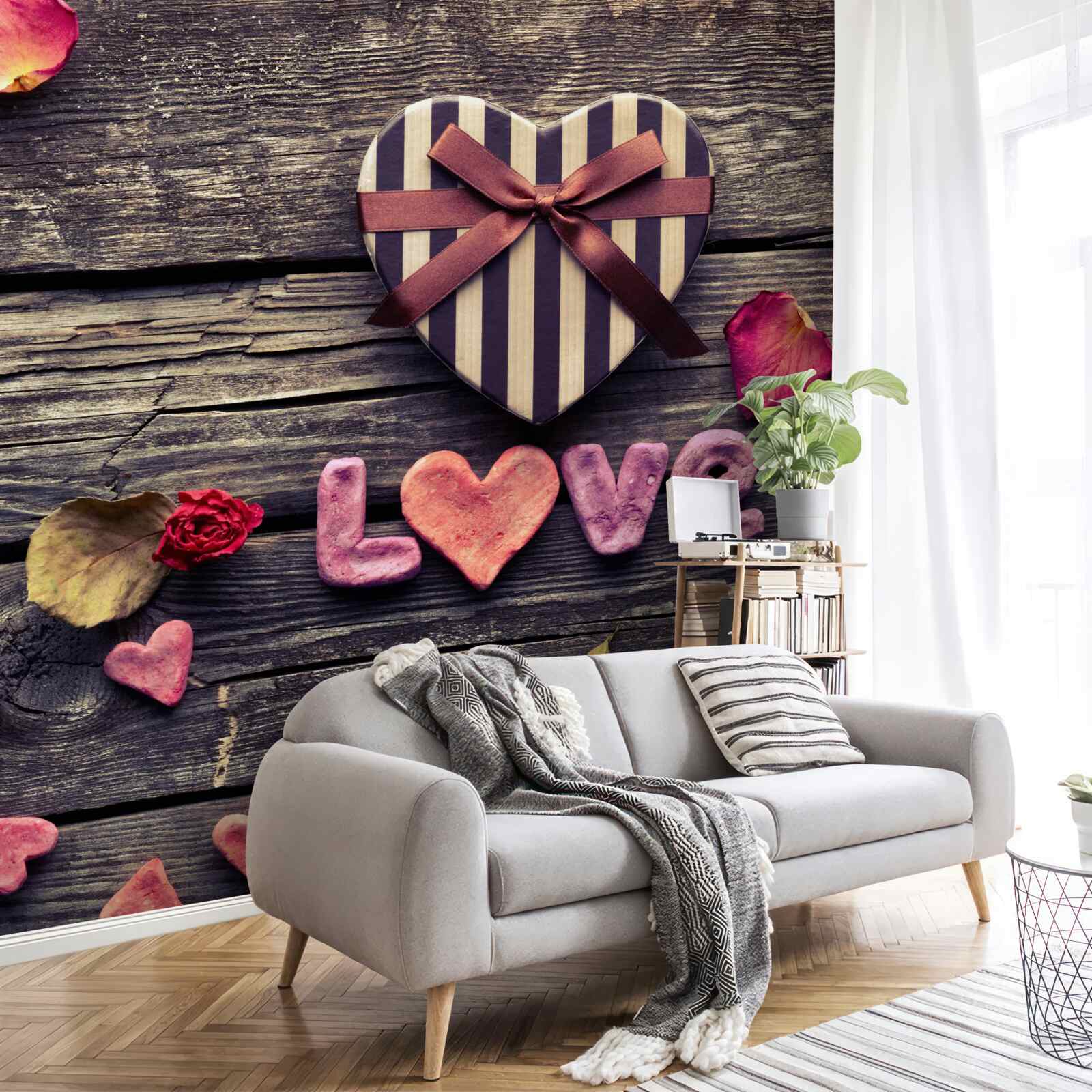 Fototapeten Eine Herzschachtel mit der Inschrift "Liebe"