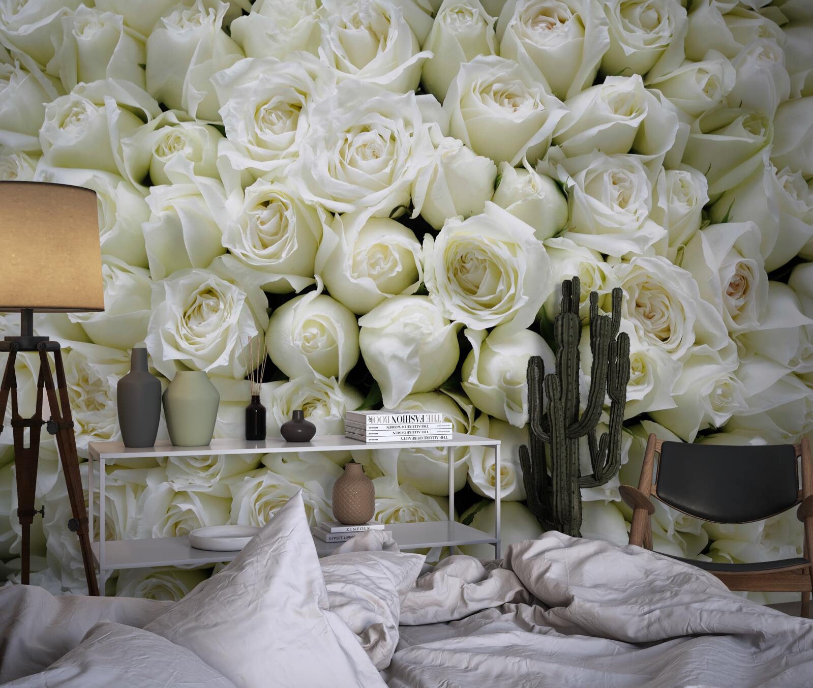 Fototapeten Ein Blumenstrauß vieler schneebedeckter Rosen