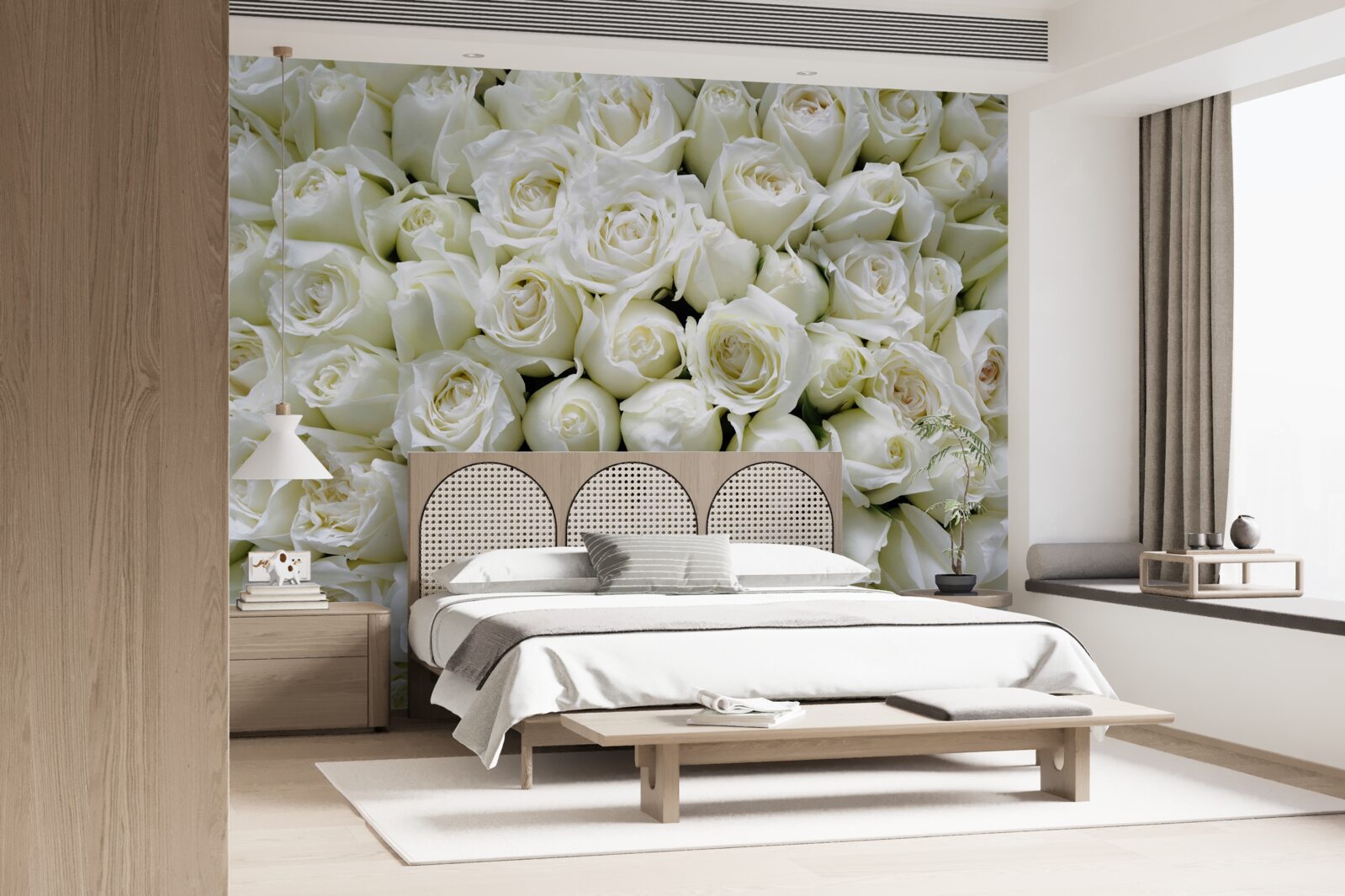 Fototapeten Ein Blumenstrauß vieler schneebedeckter Rosen