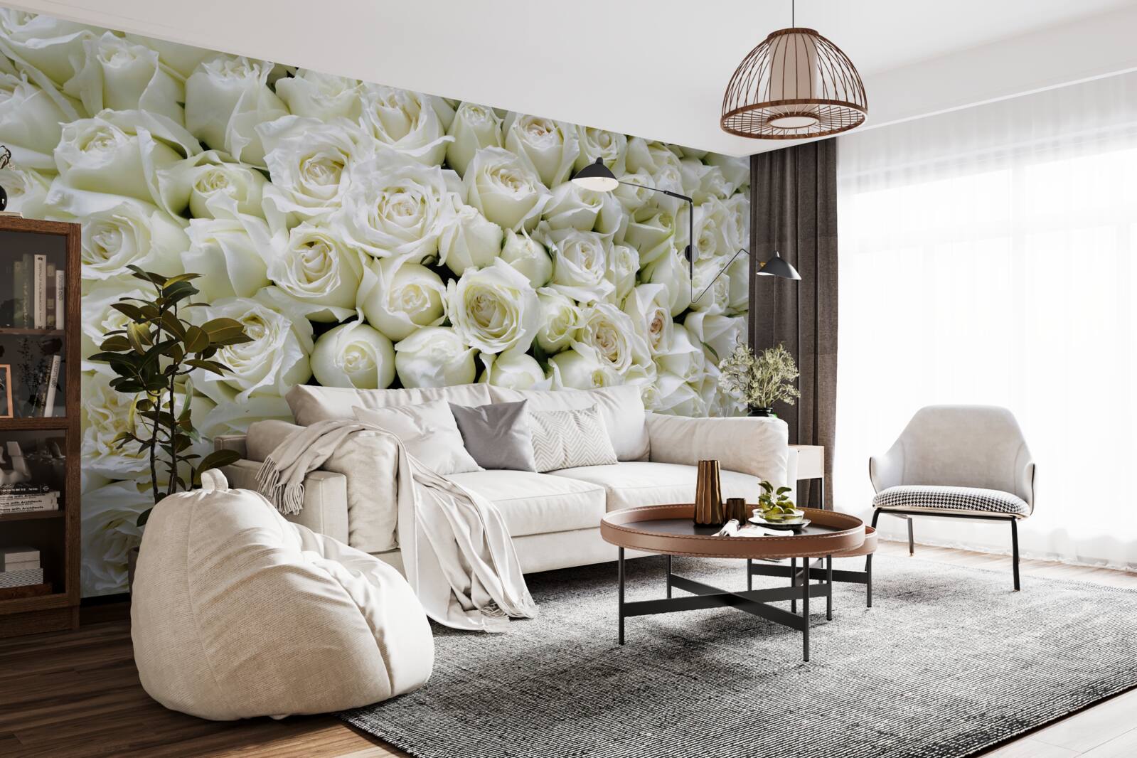 Fototapeten Ein Blumenstrauß vieler schneebedeckter Rosen