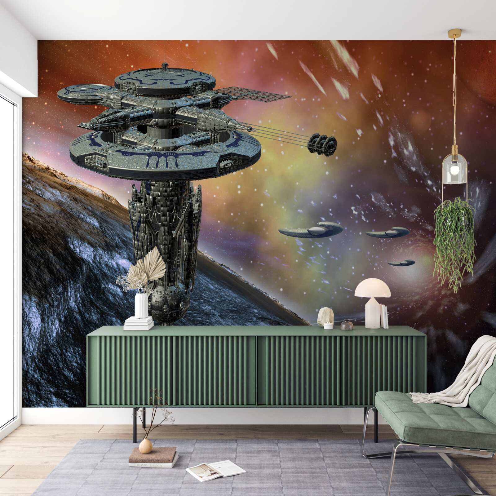 Fototapeten Raumschiffe im Sternensystem
