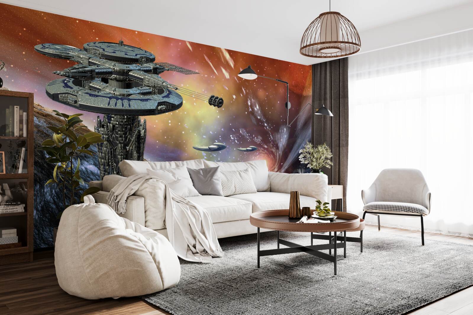Fototapeten Raumschiffe im Sternensystem