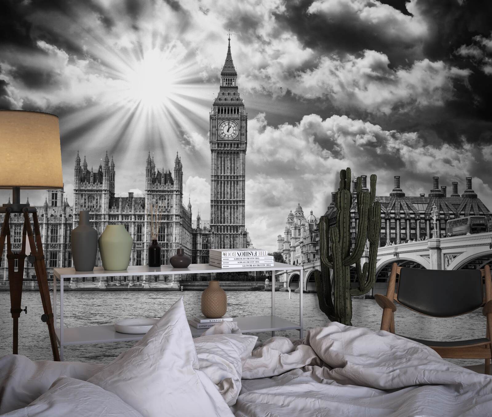 Fototapeten Schwarz -Weiß -London an einem hellen Tag