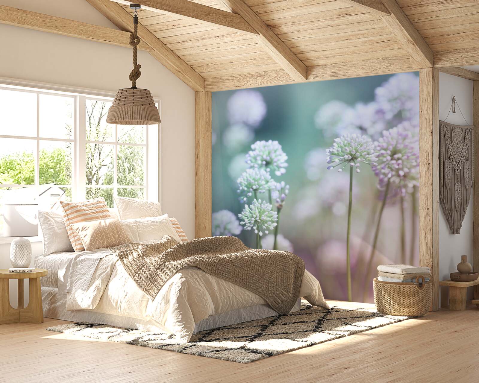 Fototapeten Blüten zarter weißer Löwenzahns