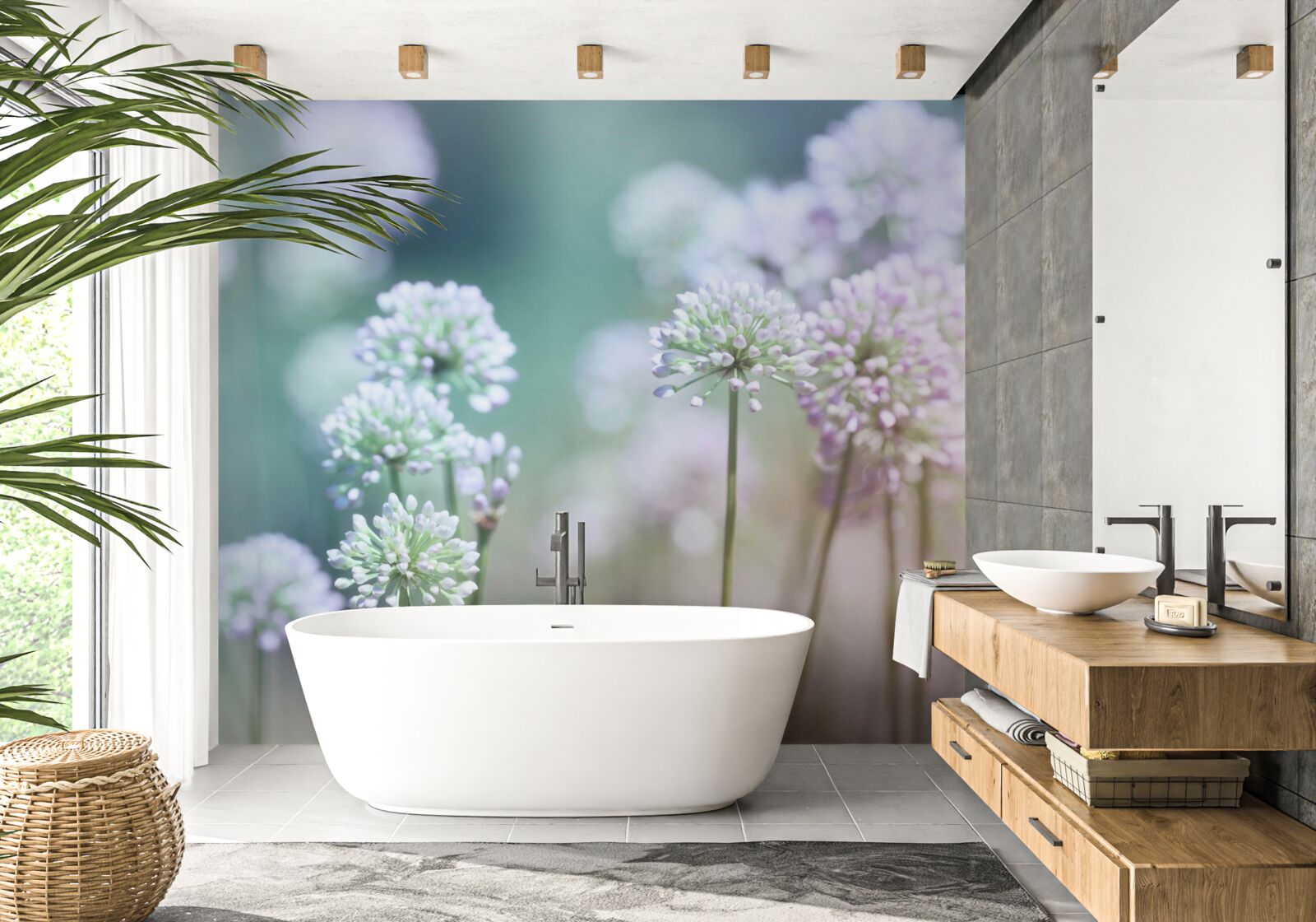 Fototapeten Blüten zarter weißer Löwenzahns