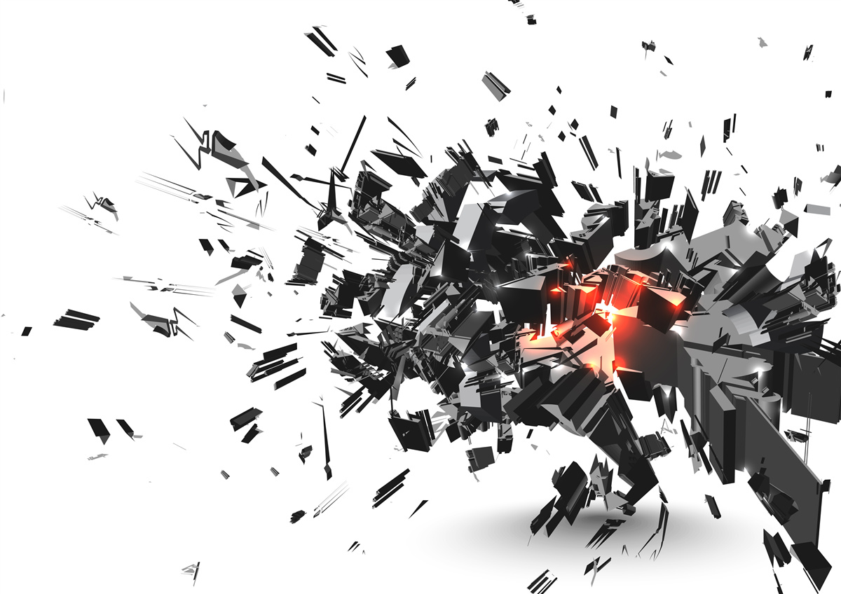 Fototapeten Eine Explosion von schwarzer Farbe in abstrakter Form