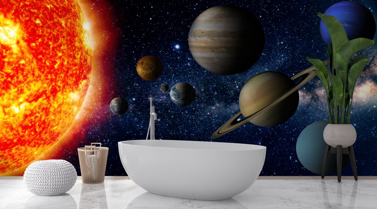 Fototapeten Größen von Planeten und Sternen