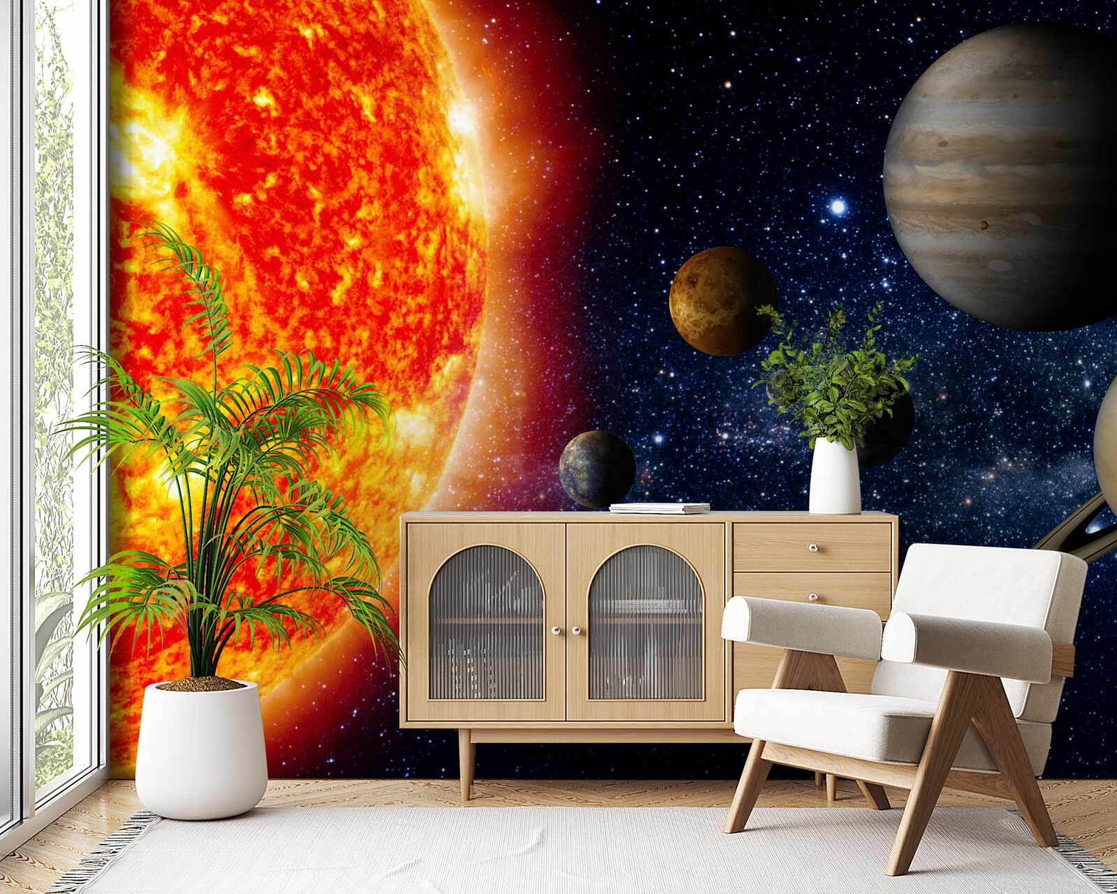 Fototapeten Planeten um die Sonne herum zirkulieren