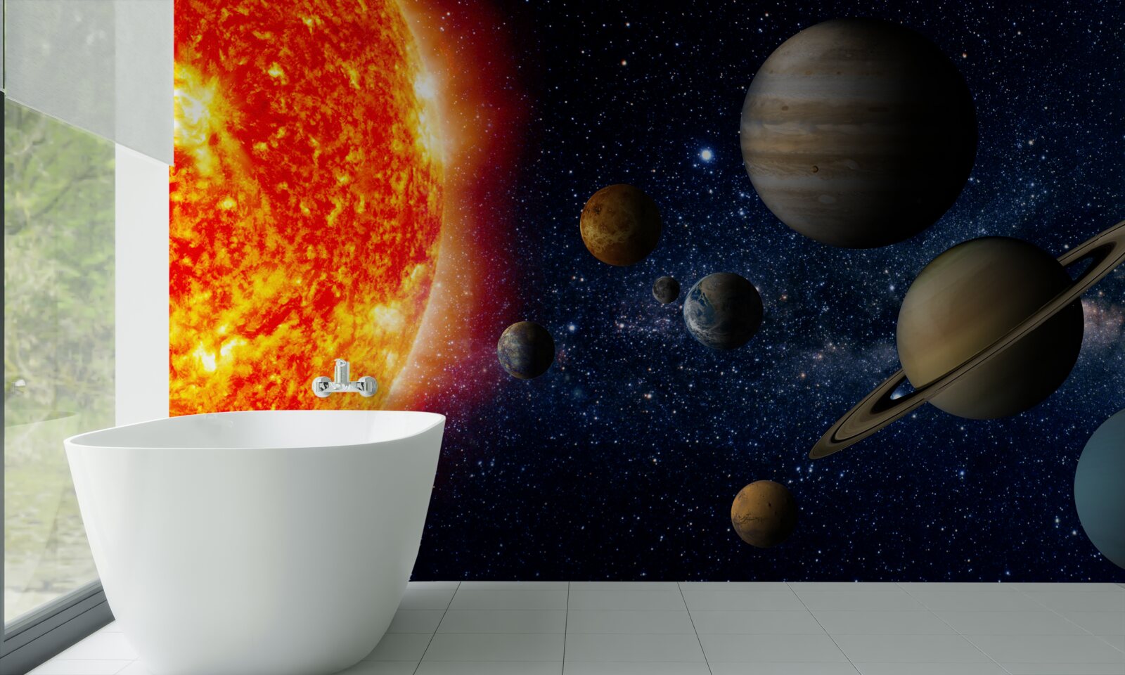 Fototapeten Planeten um die Sonne herum zirkulieren