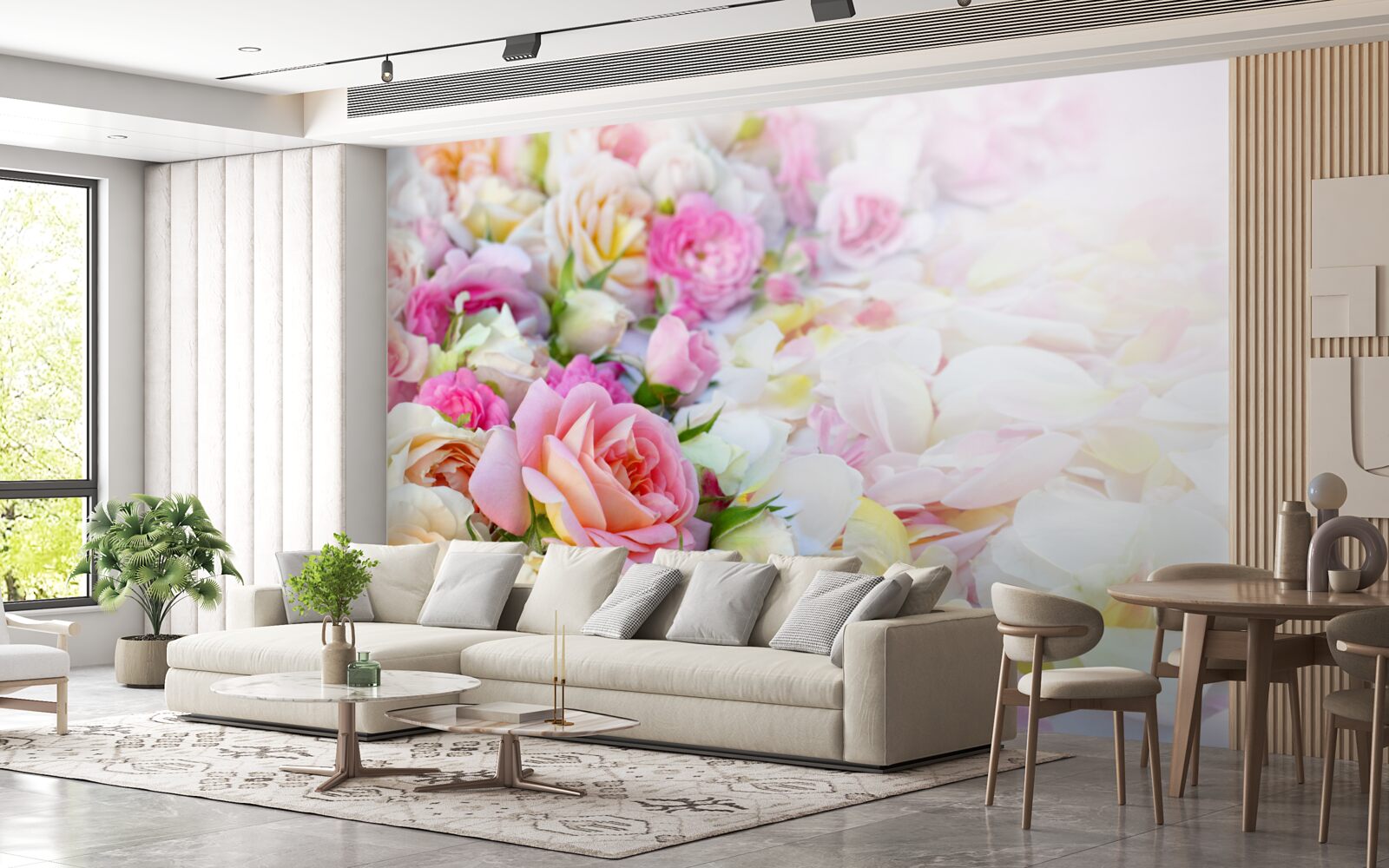Fototapeten Blumenstrauß üppiger Sommerblumen
