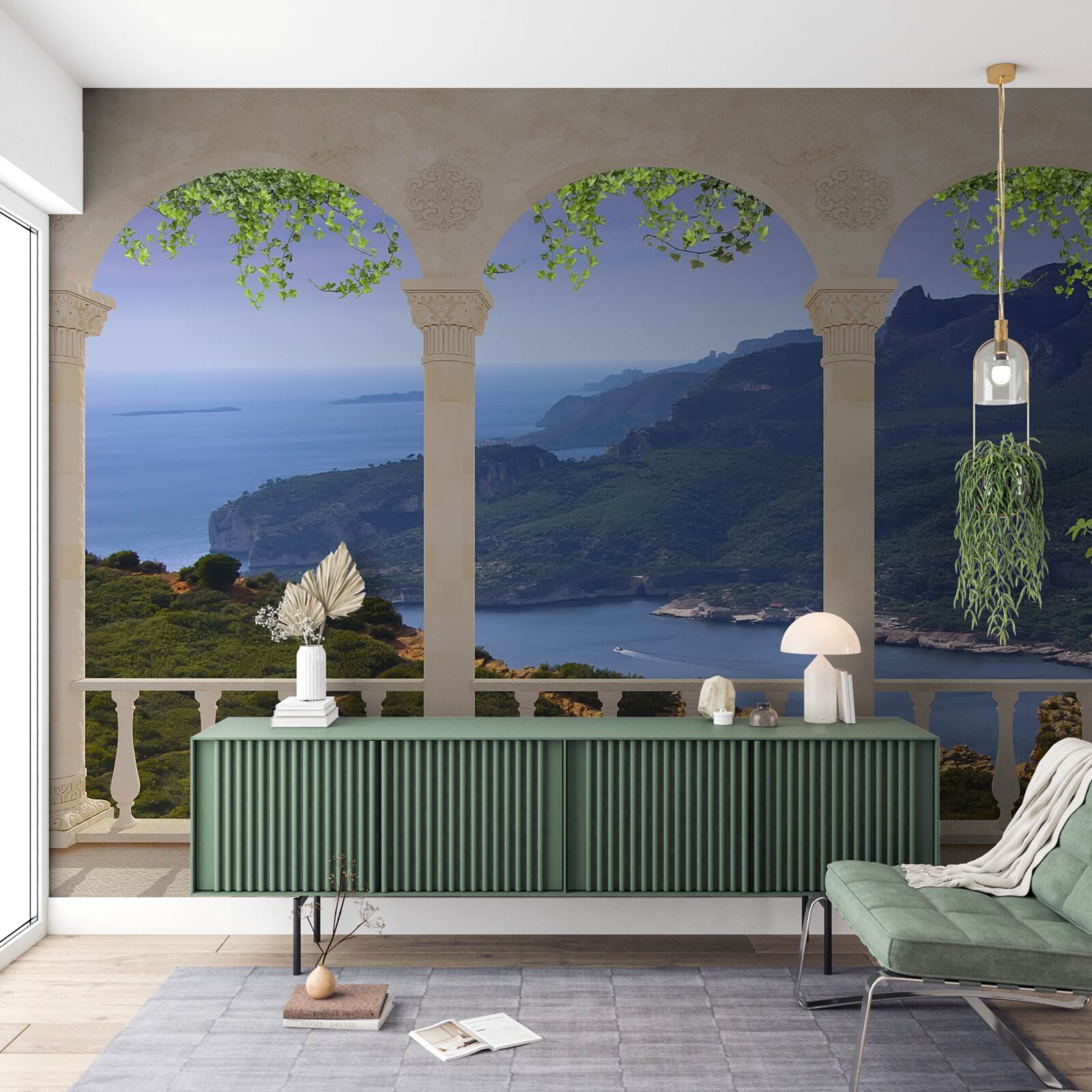 Fototapeten Landschaftsansicht von der Terrasse