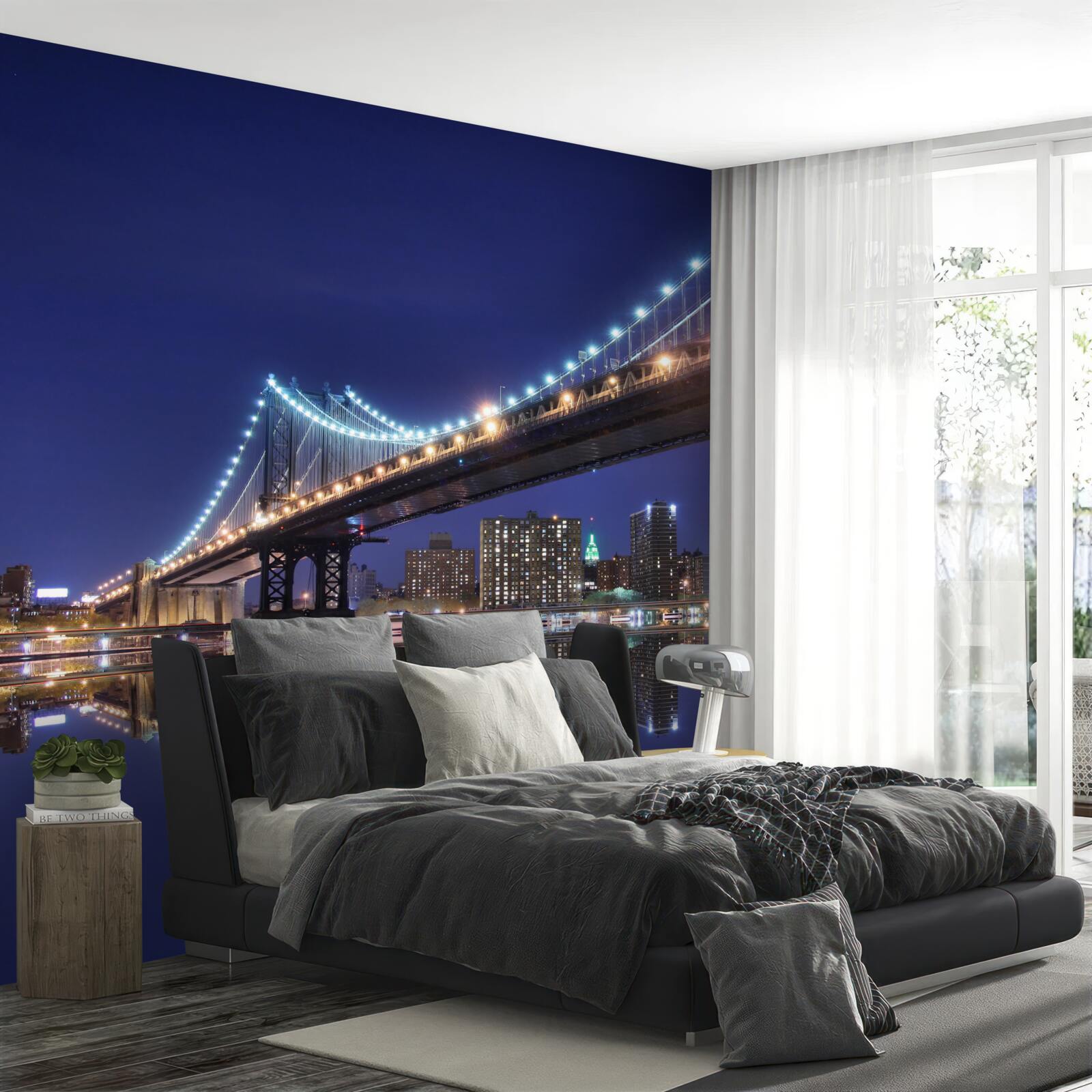 Fototapeten Reflexion der Brooklyn -Brücke im Wasser