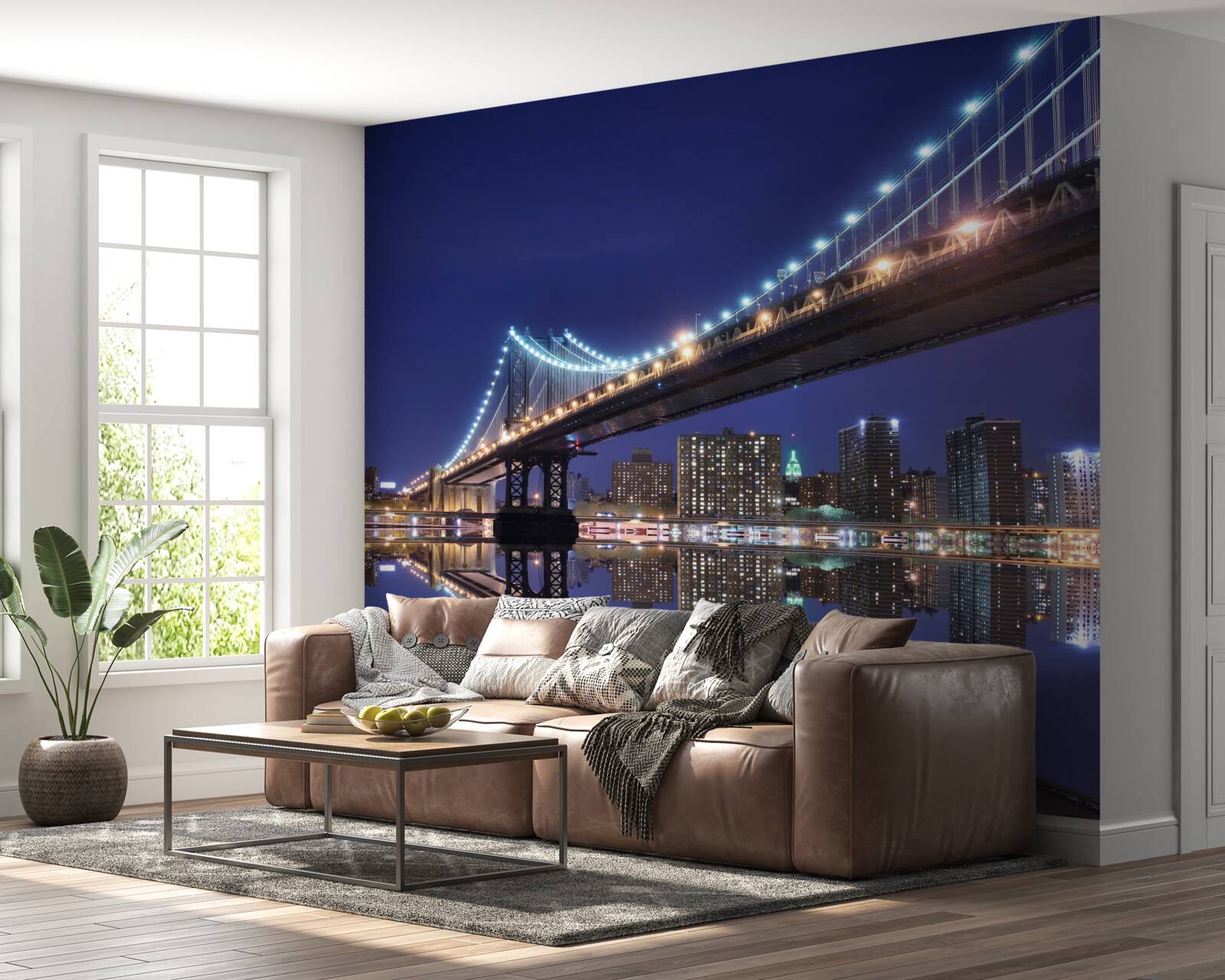 Fototapeten Reflexion der Brooklyn -Brücke im Wasser
