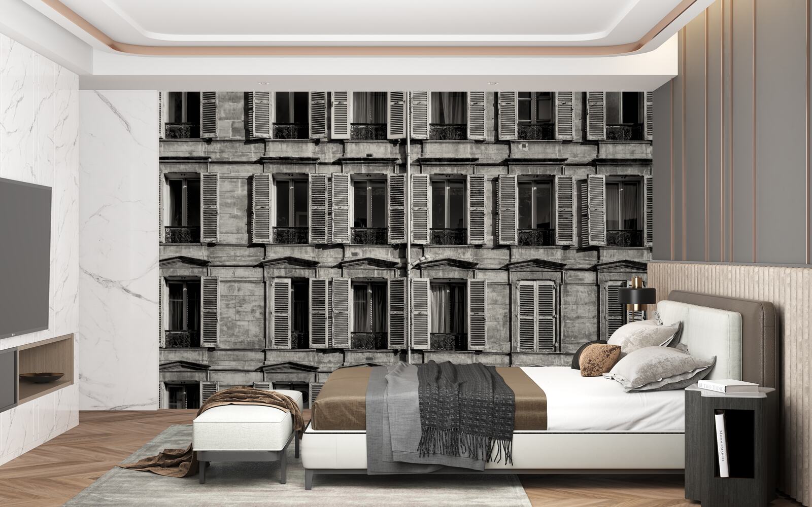 Fototapeten Fensterdiffusoren in der Schwarz -Weiß -Palette