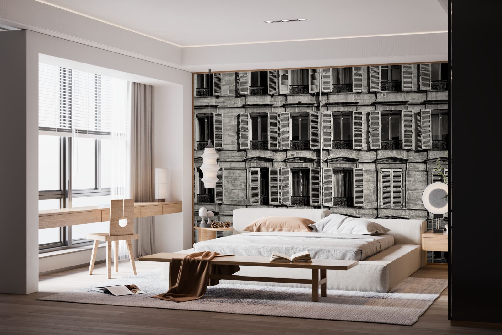 Fototapeten Fensterdiffusoren in der Schwarz -Weiß -Palette