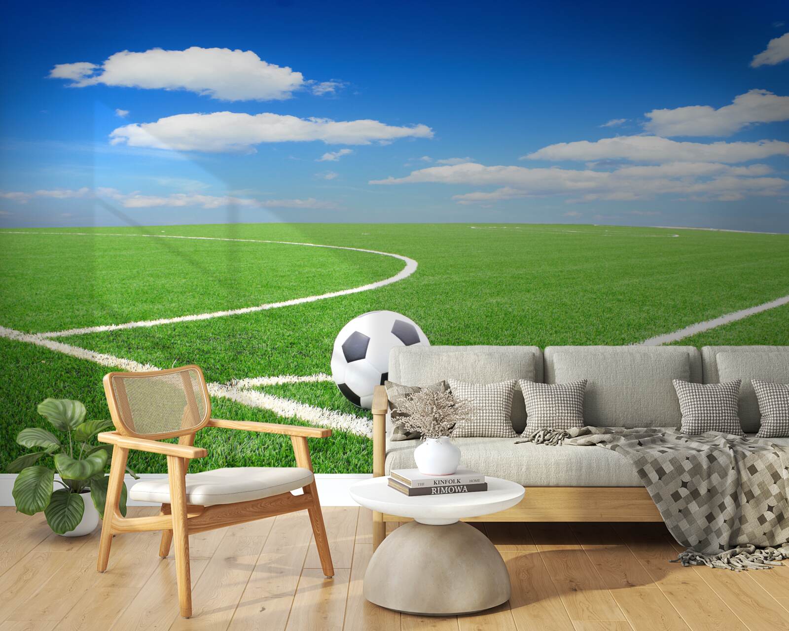 Fototapeten Der Ball befindet sich in der Ecke des Feldes