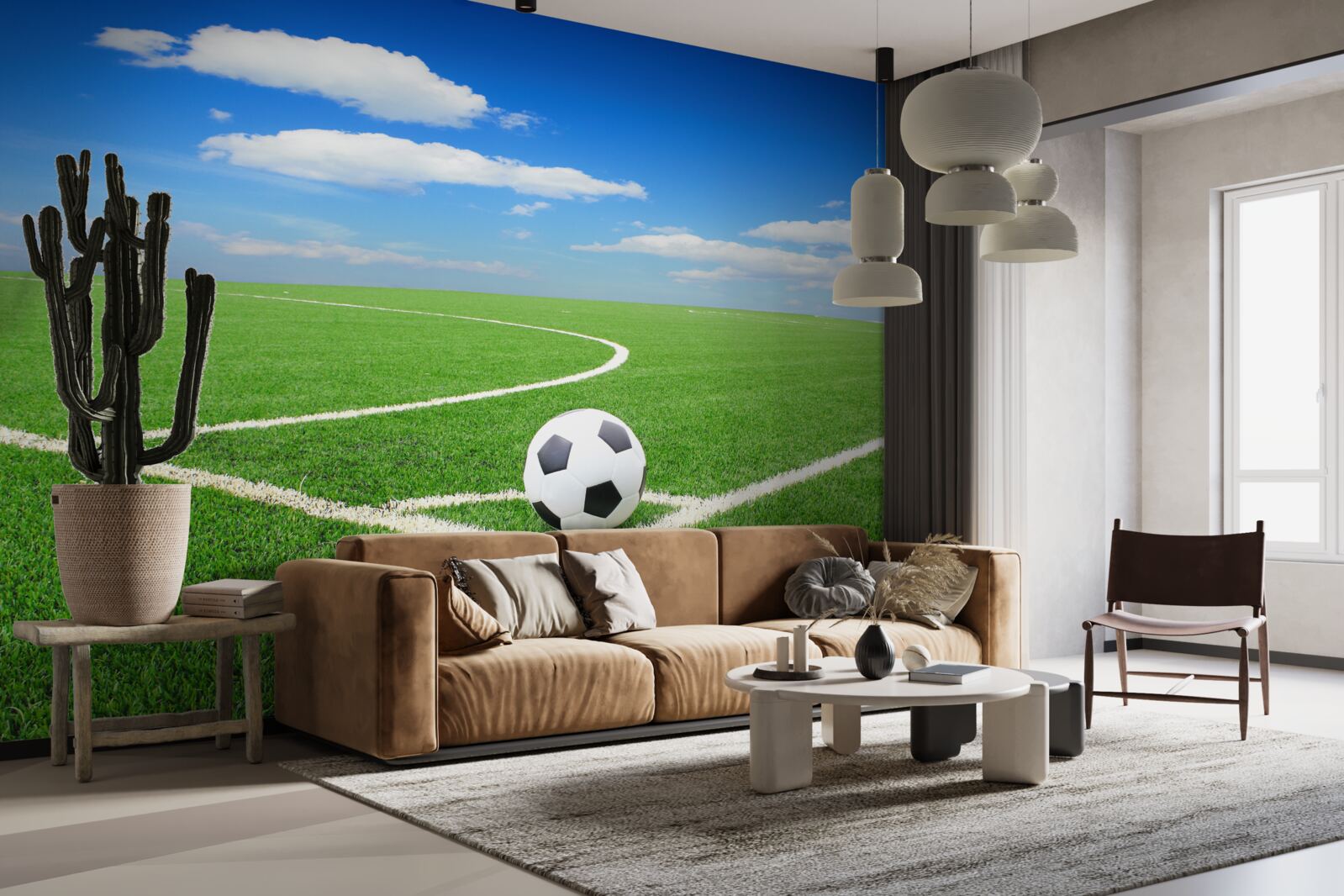 Fototapeten Der Ball befindet sich in der Ecke des Feldes