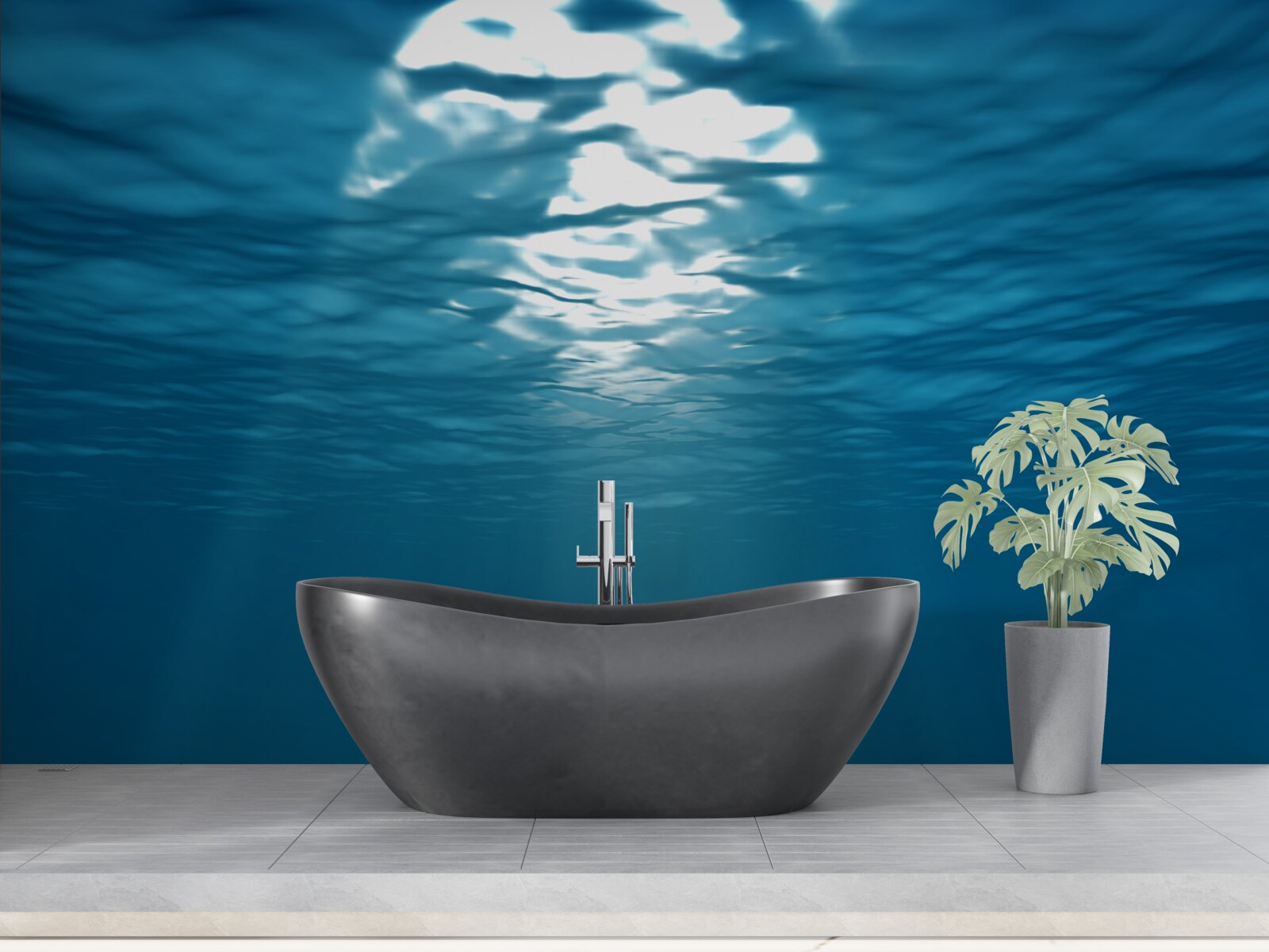 Fototapeten Die Sonnenstrahlen durchdringen die Tiefen des Wassers
