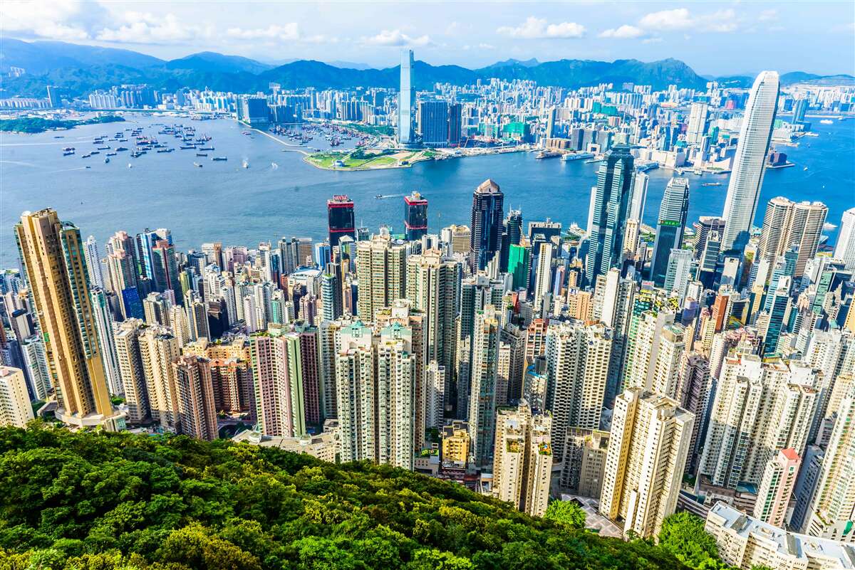 Fototapeten Shanghai Wolkenkratzer an einem Sommertag