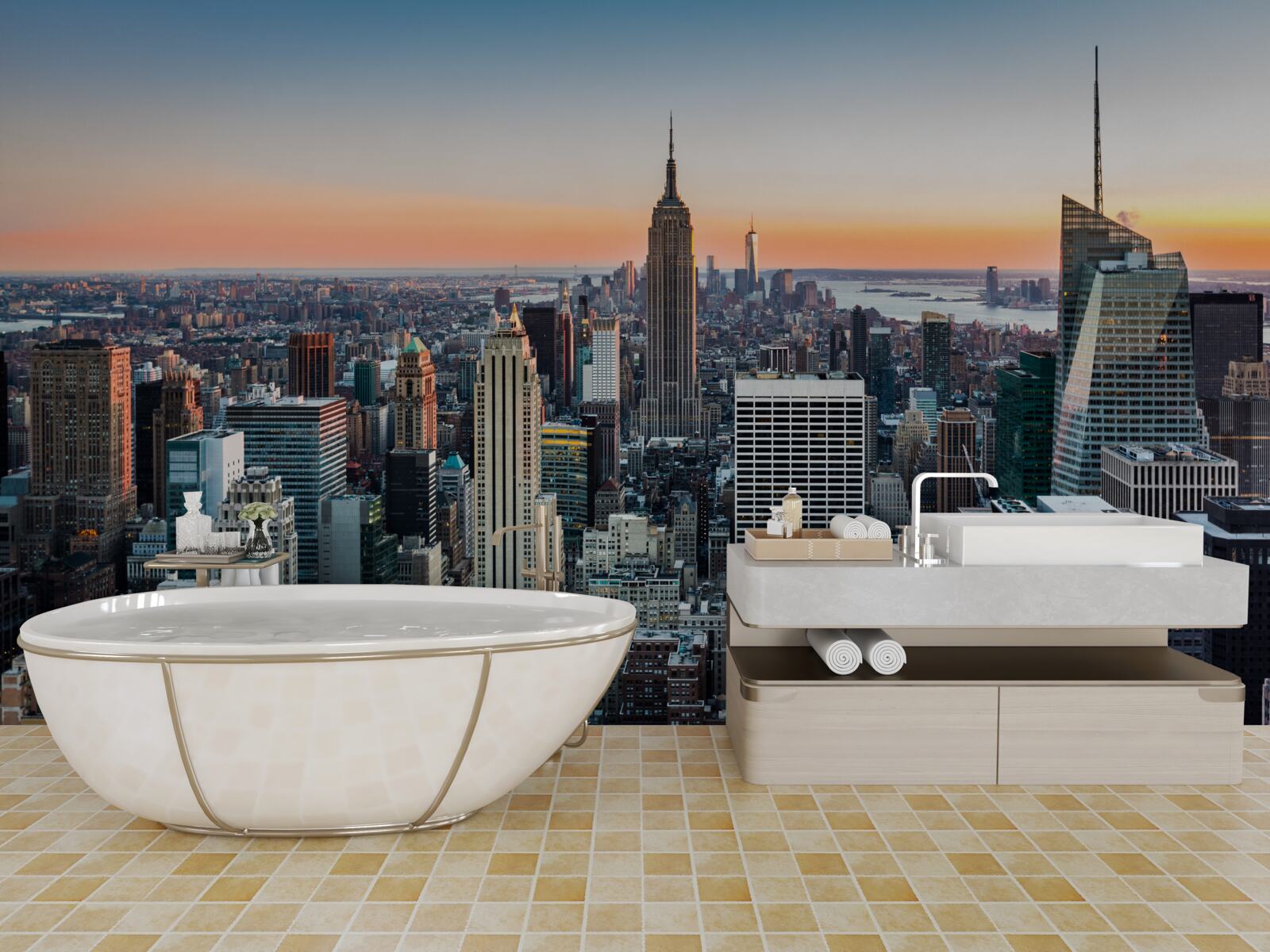 Fototapeten Panorama der Stadt vom Dach in New York