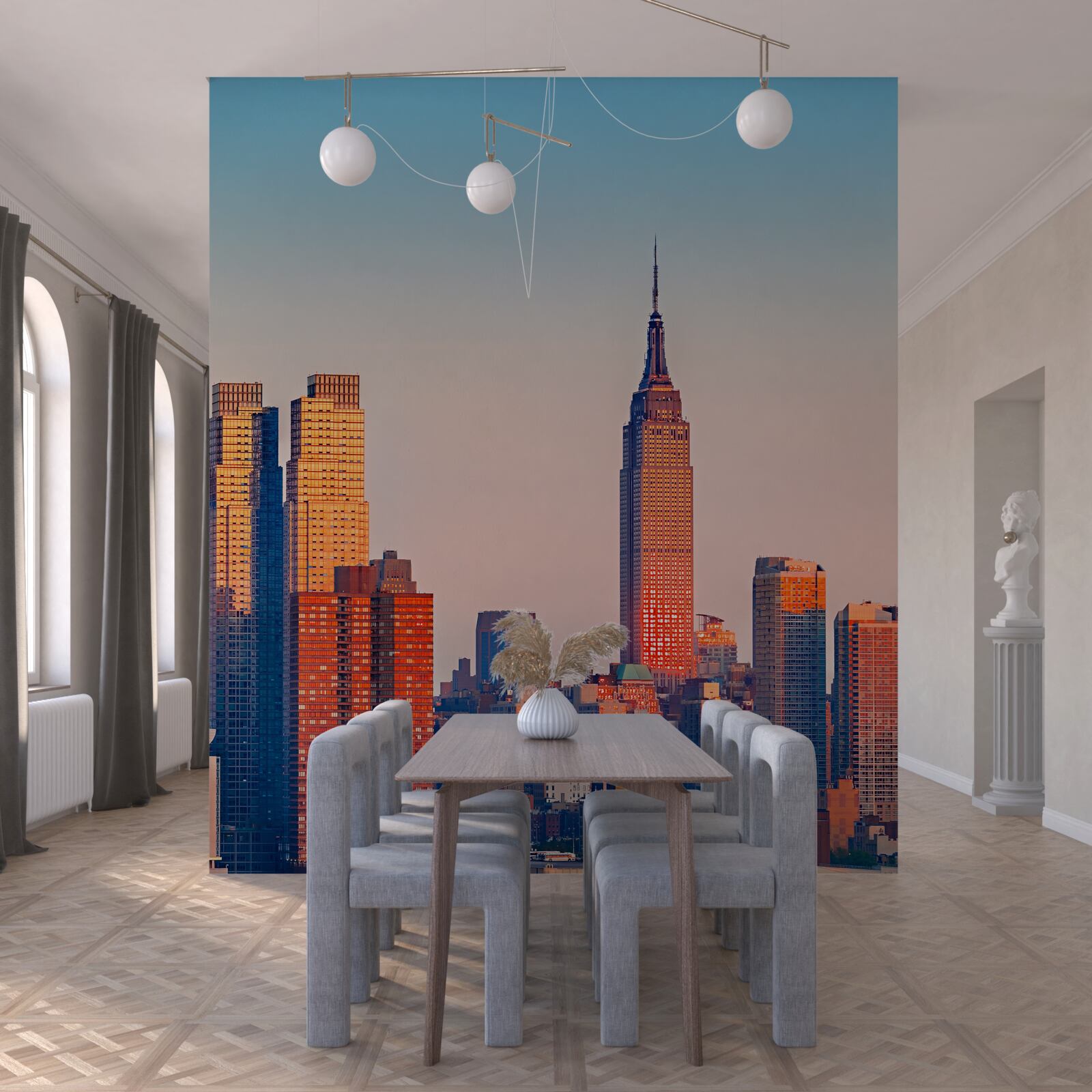 Fototapeten Der Sonnenuntergang fällt auf New York
