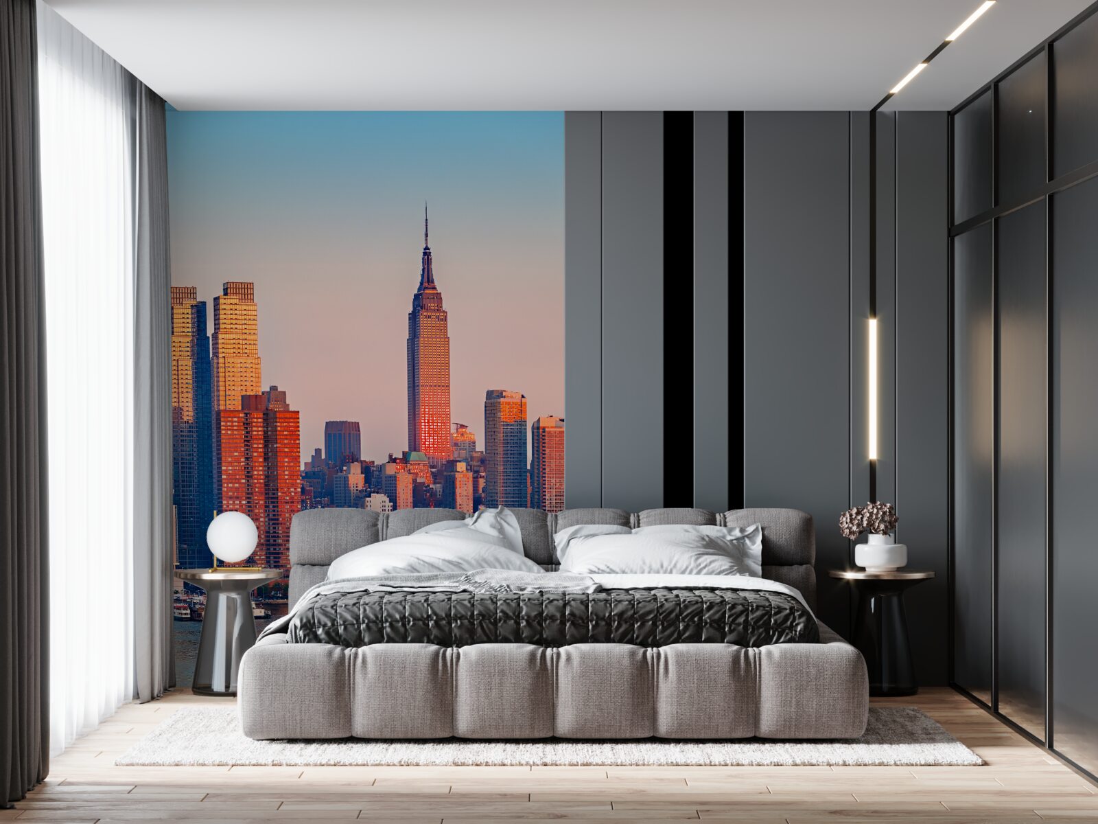 Fototapeten Der Sonnenuntergang fällt auf New York