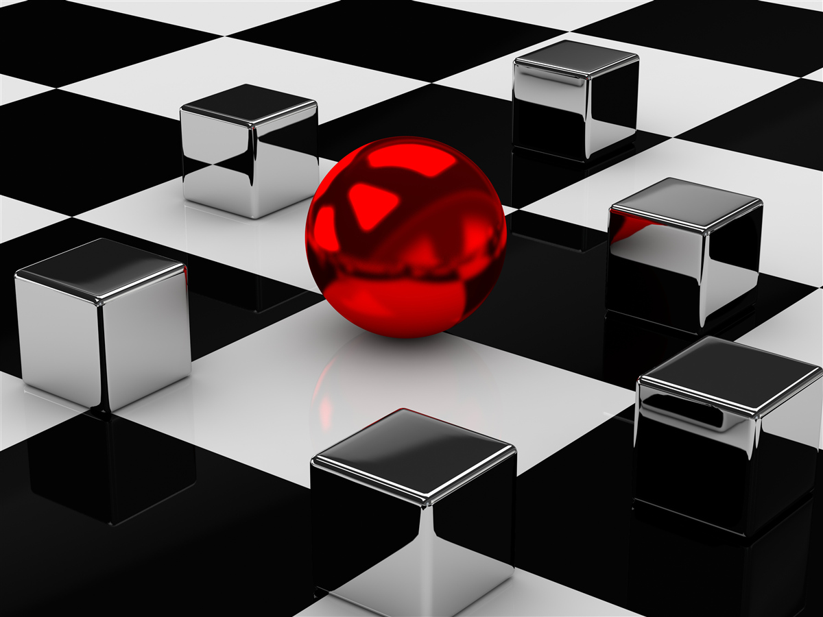 Fototapeten Spiegelrechtecke und ein roter Ball