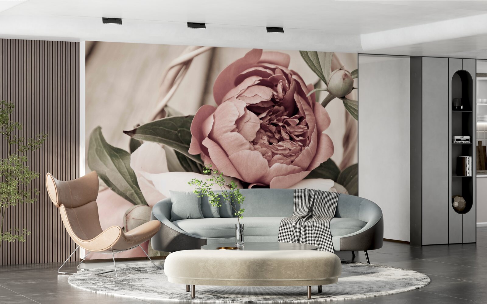 Fototapeten Eine zarte Rose mit üppigen Blütenblättern, die Pfingstrosen ähneln