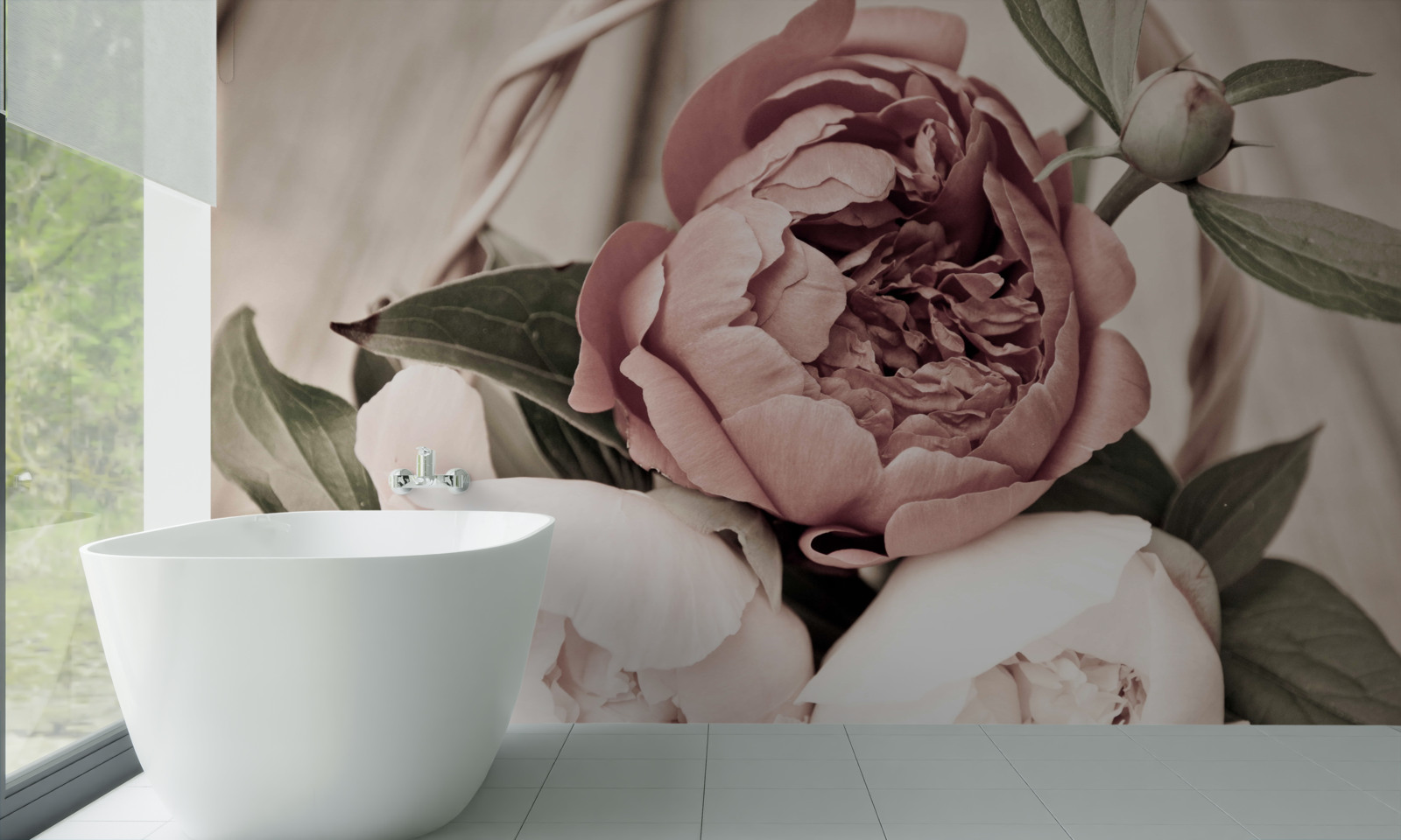 Fototapeten Eine zarte Rose mit üppigen Blütenblättern, die Pfingstrosen ähneln