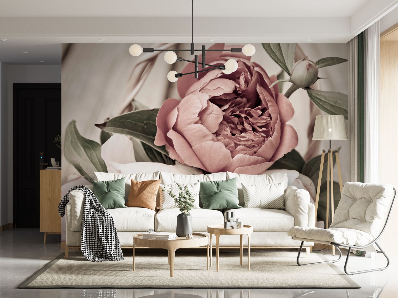 Fototapeten Eine zarte Rose mit üppigen Blütenblättern, die Pfingstrosen ähneln