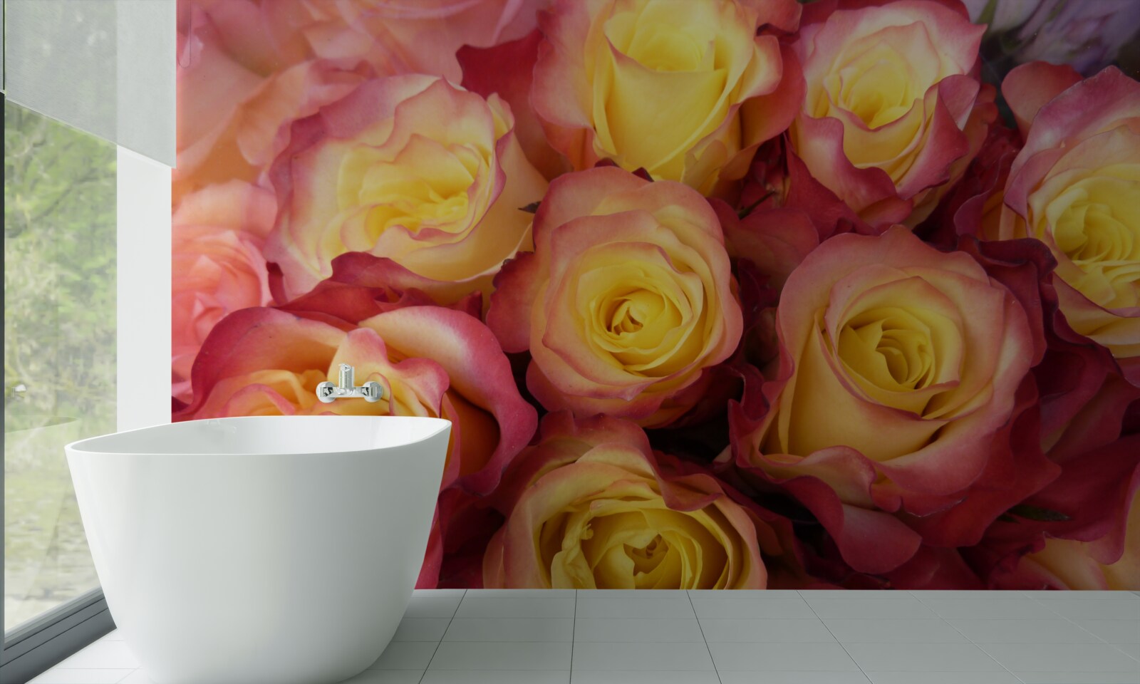Fototapeten Pink Tulpen mit einem gelben Mitte
