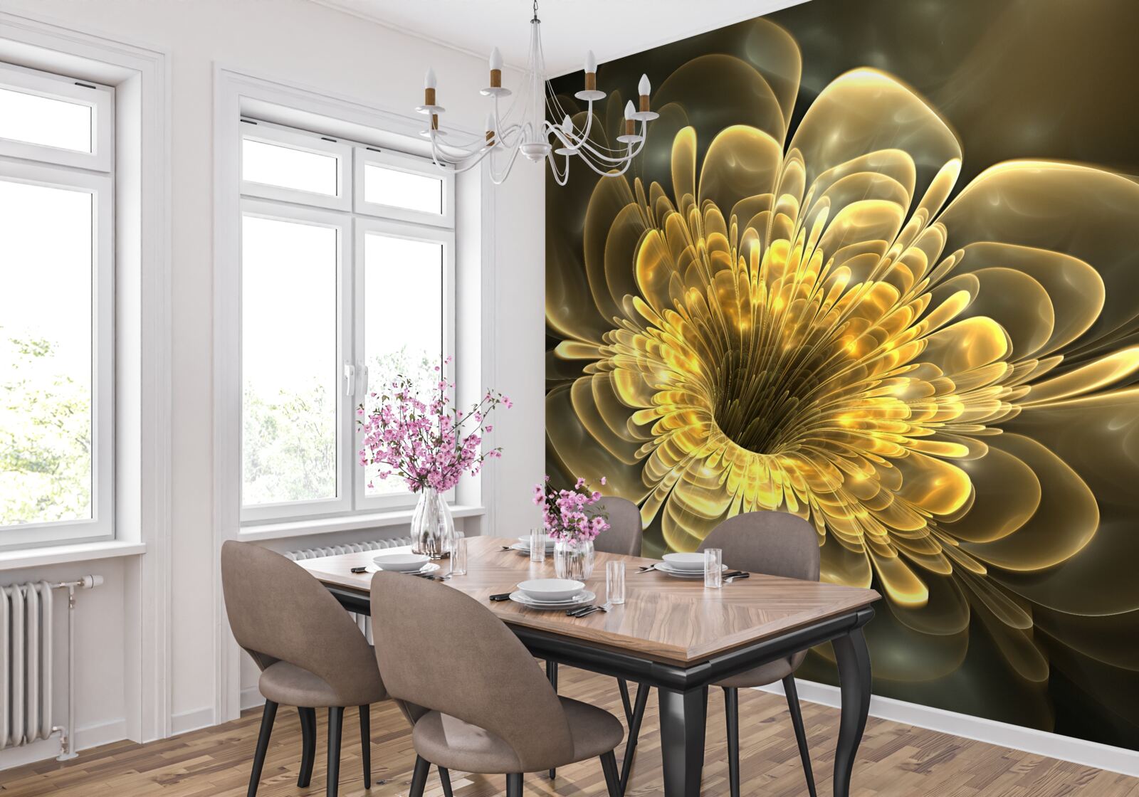 Fototapeten transparente gelbe Knospe