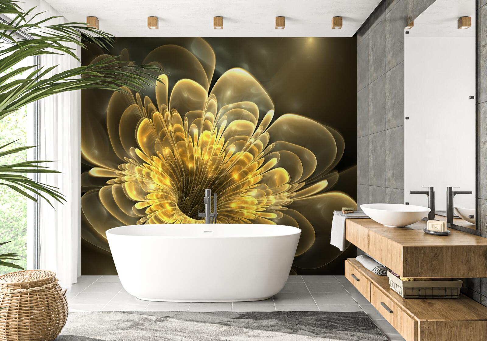 Fototapeten transparente gelbe Knospe