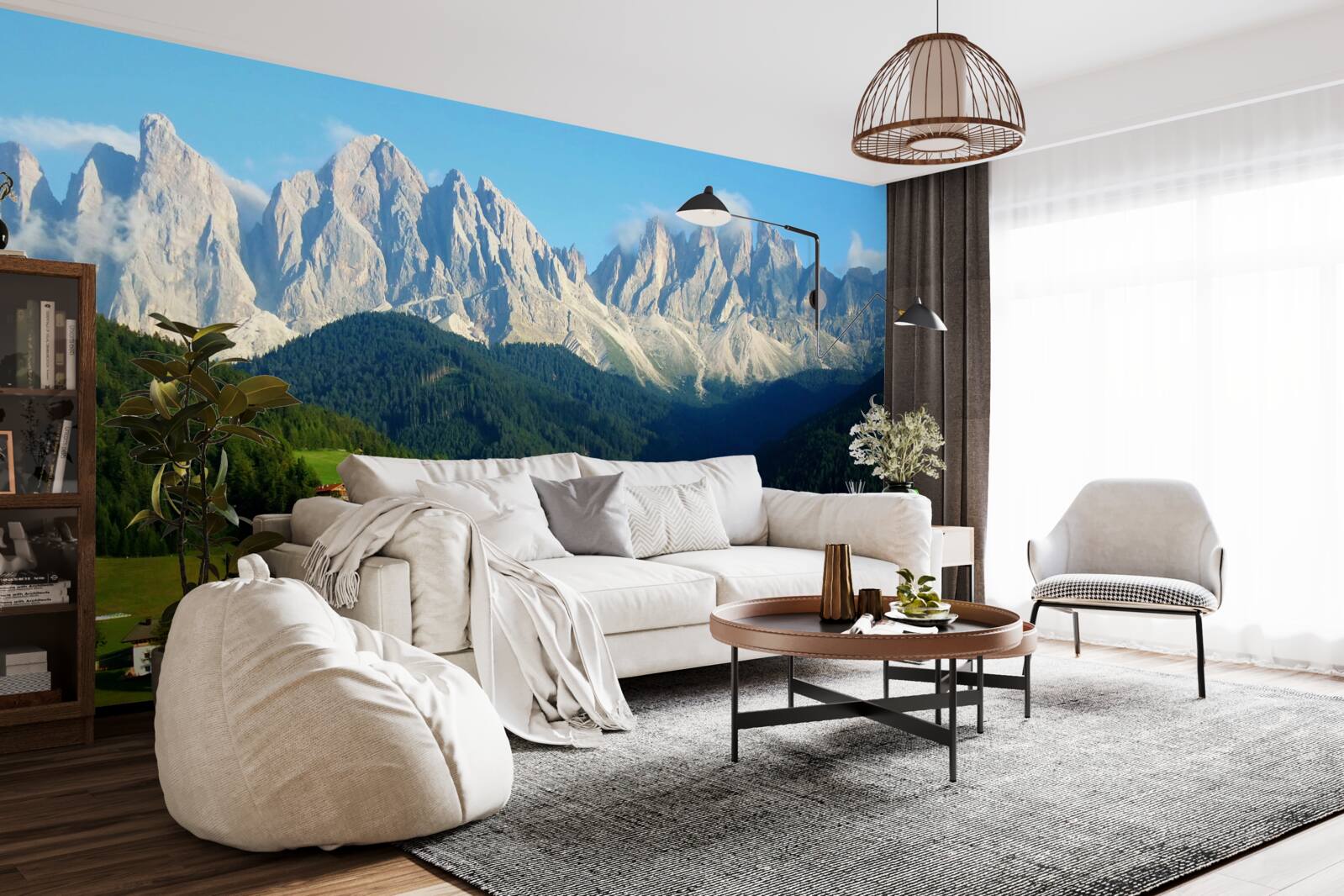 Fototapeten Ein Dorf in einer Klärung am Fuße der Berge