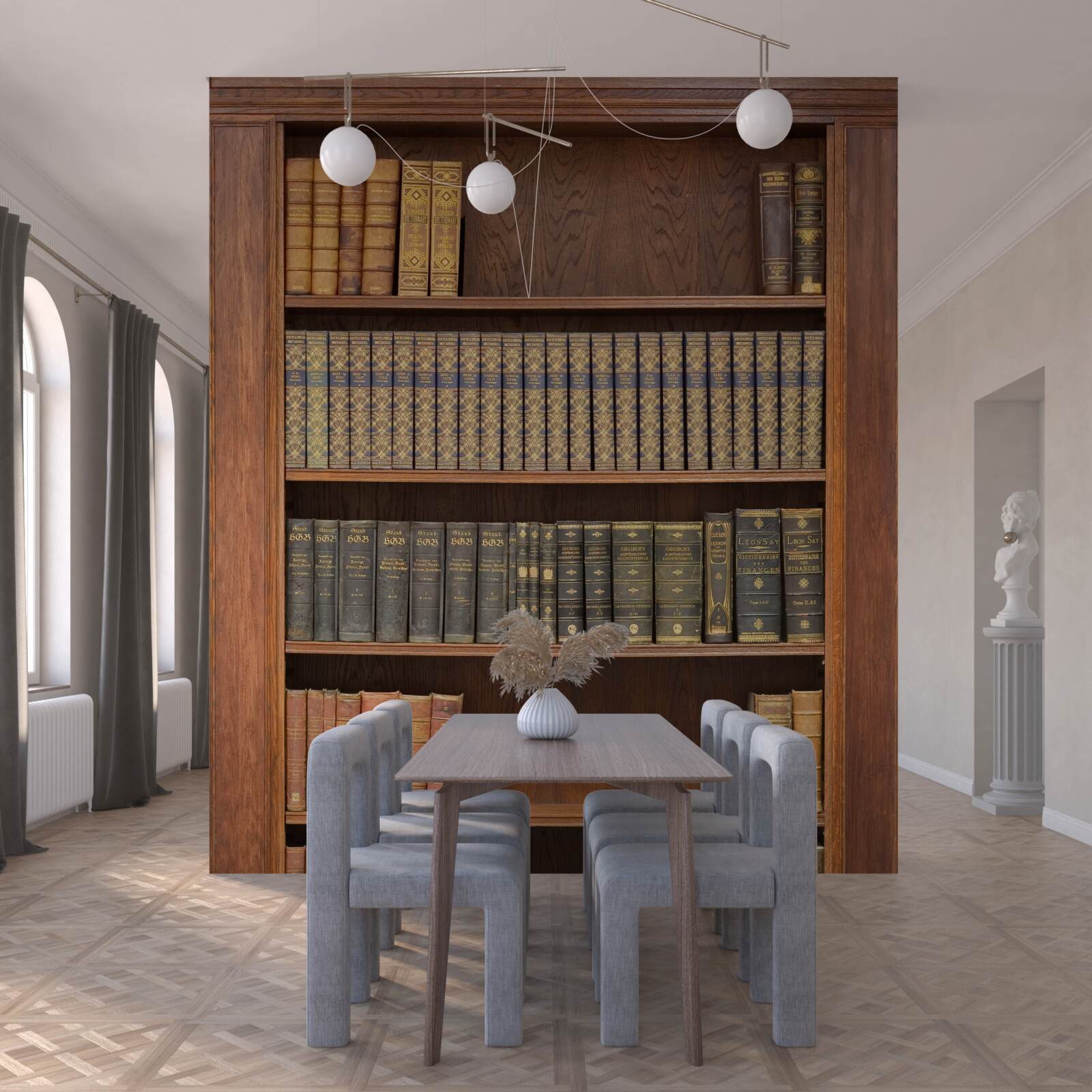 Fototapeten Regal gefüllt mit verschiedenen Büchern