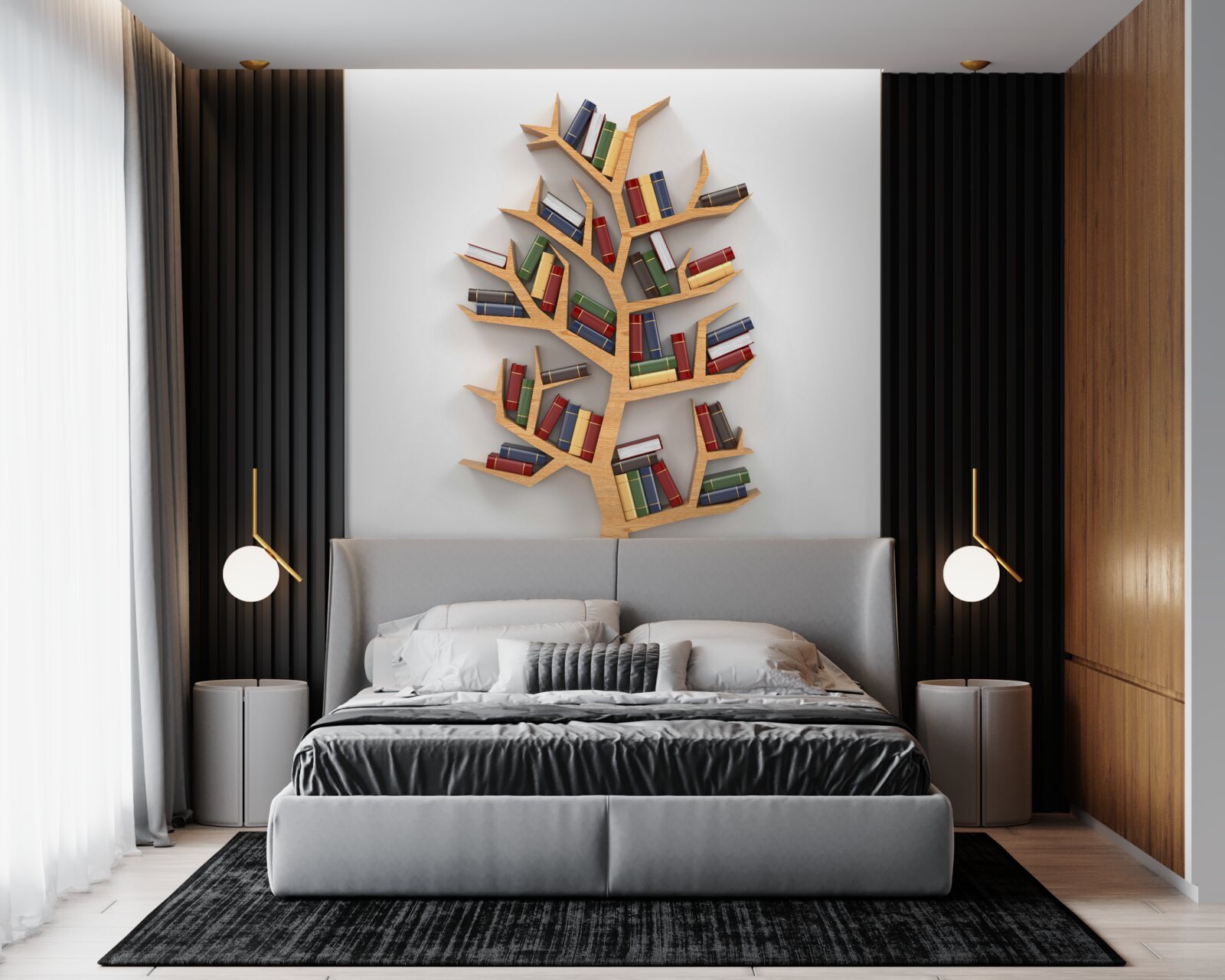 Fototapeten Holzregal für Bücher
