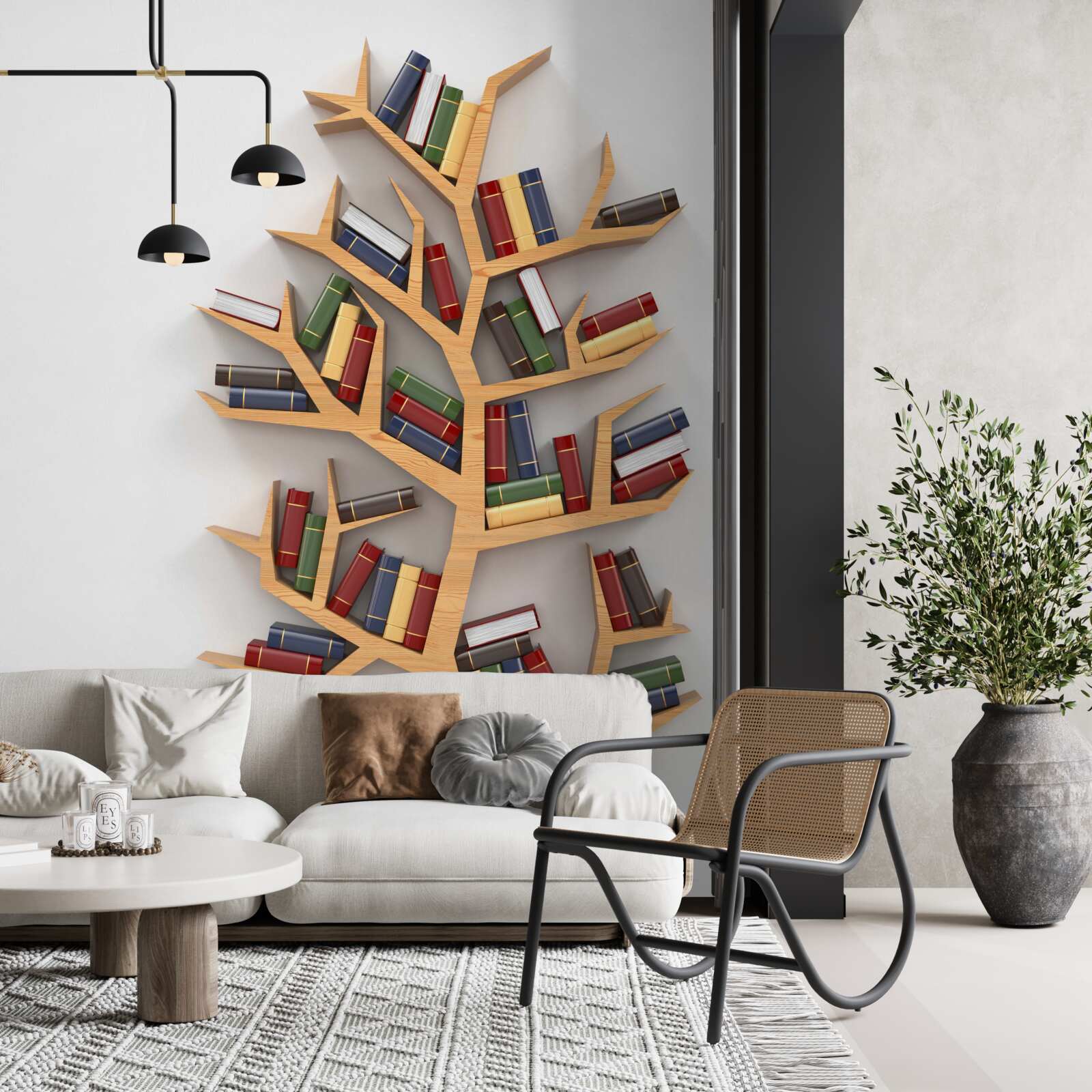 Fototapeten Holzregal für Bücher